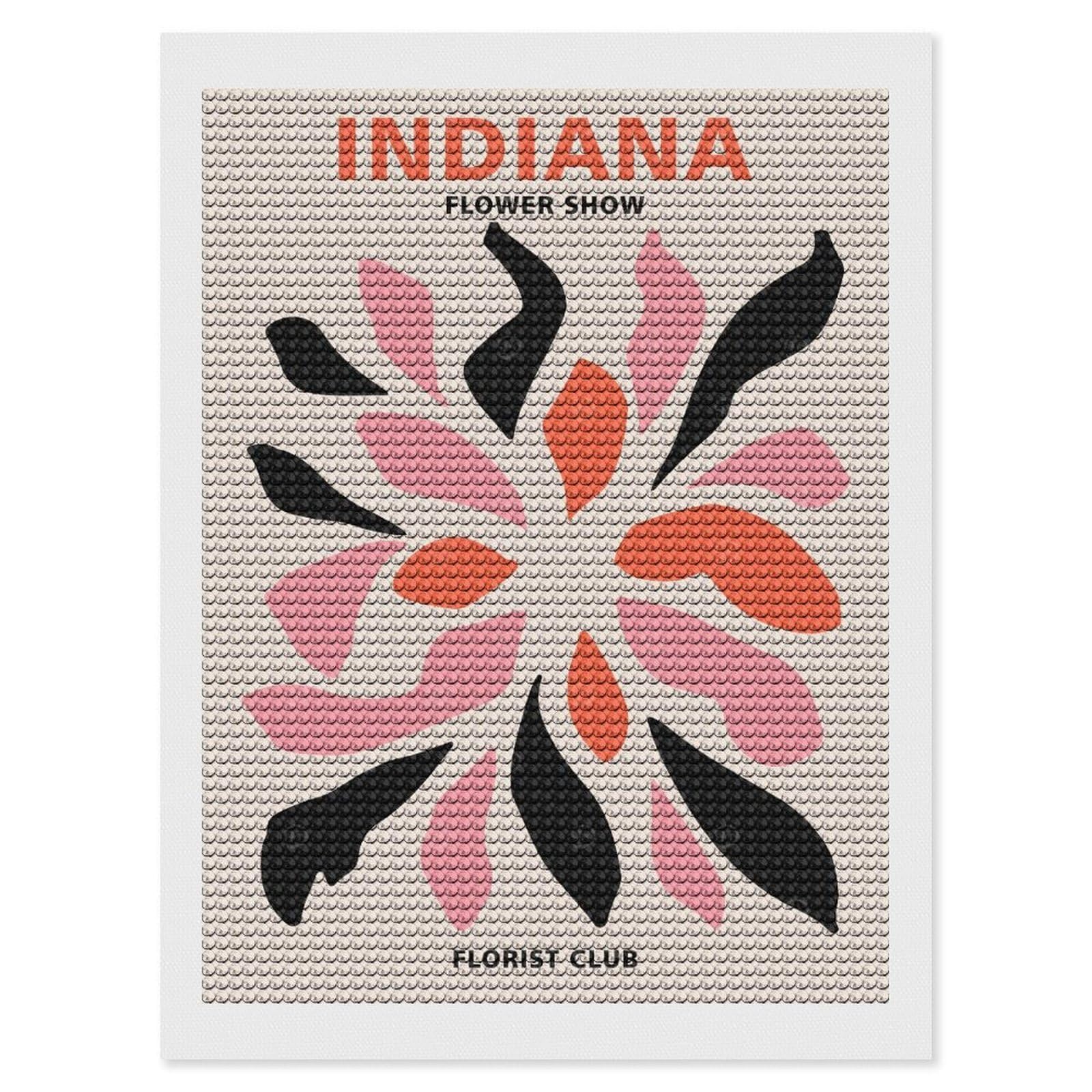Junmoney Indiana Florist Club Diamond Painting Canvas Set 12"x16", for Beginners, Complete Accessories, Christmas Gift, Modern Decor