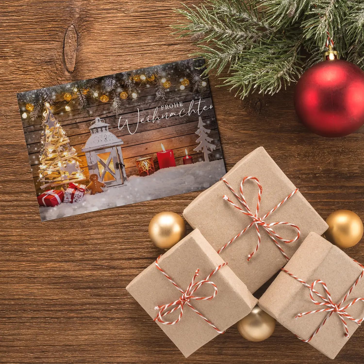 Lot de 30 cartes de Noël élégantes de qualité supérieure avec enveloppes - 12 x 18 cm - Cartes pliantes pour entreprises et entreprises - Carte de vœux pour Noël - Merry Christmas