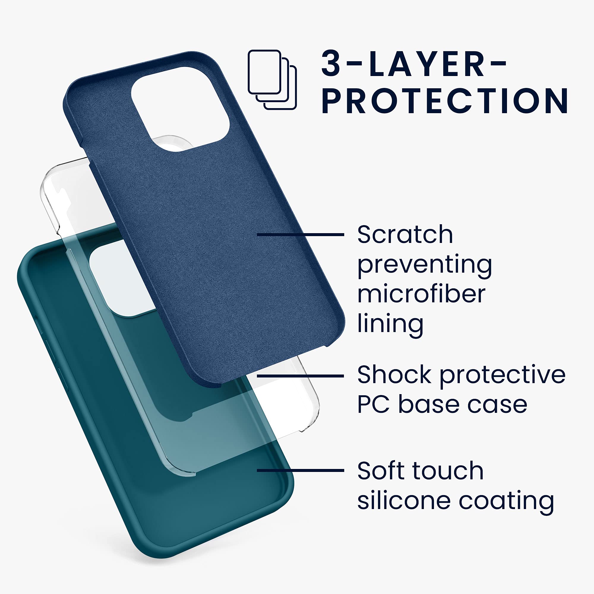 Kwmobile Cover In Silicone TPU Per IPhone 13 Pro, Gommata, Opaca, Antiscivolo, Color Petrolio Matt - 2