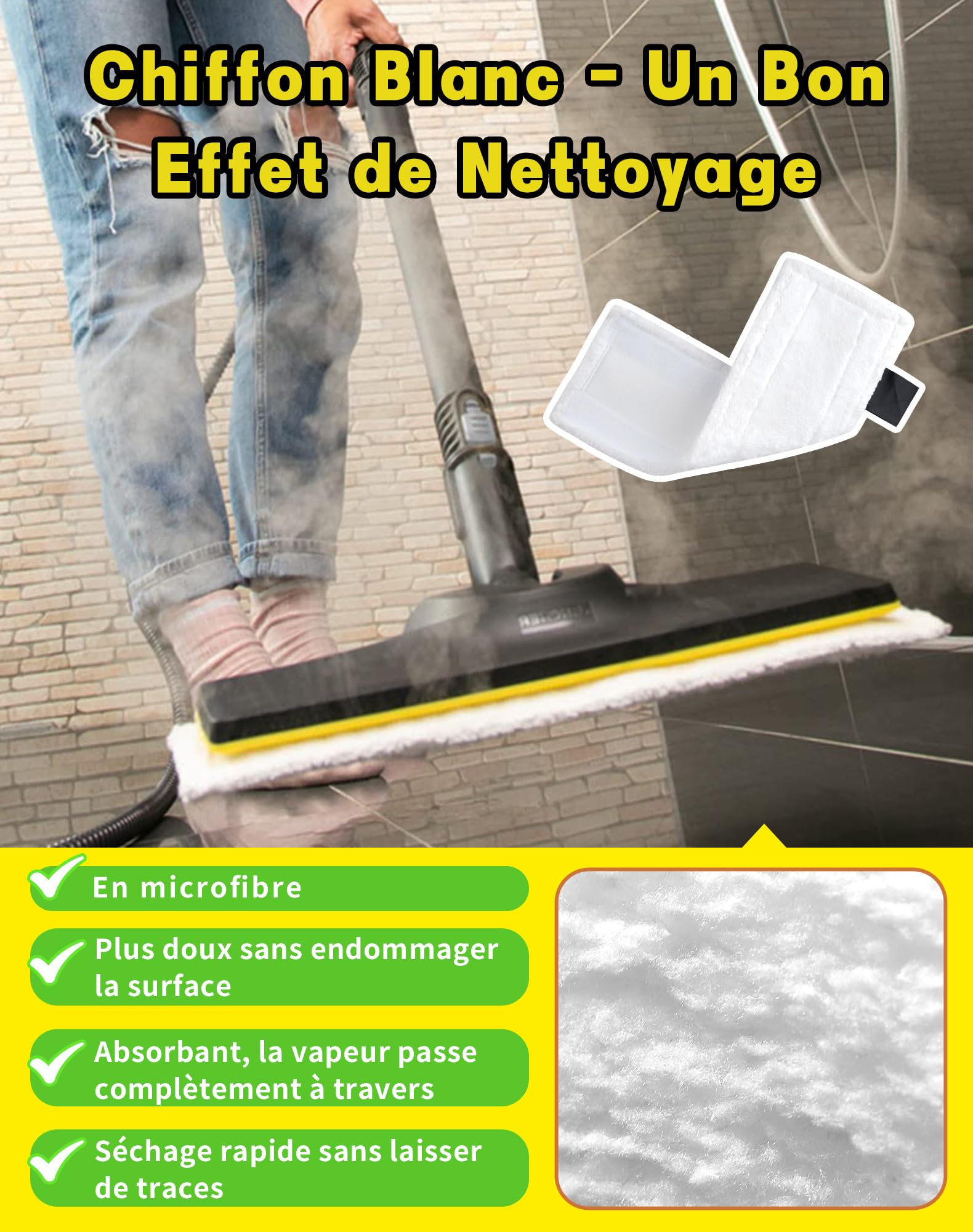 Set 3 Accessori Kärcher Per Pulitore A Vapore | Ugello Manuale Flessibile + 2 Panni In Microfibra | Compatibile SC2 SC3 SC4 SC5