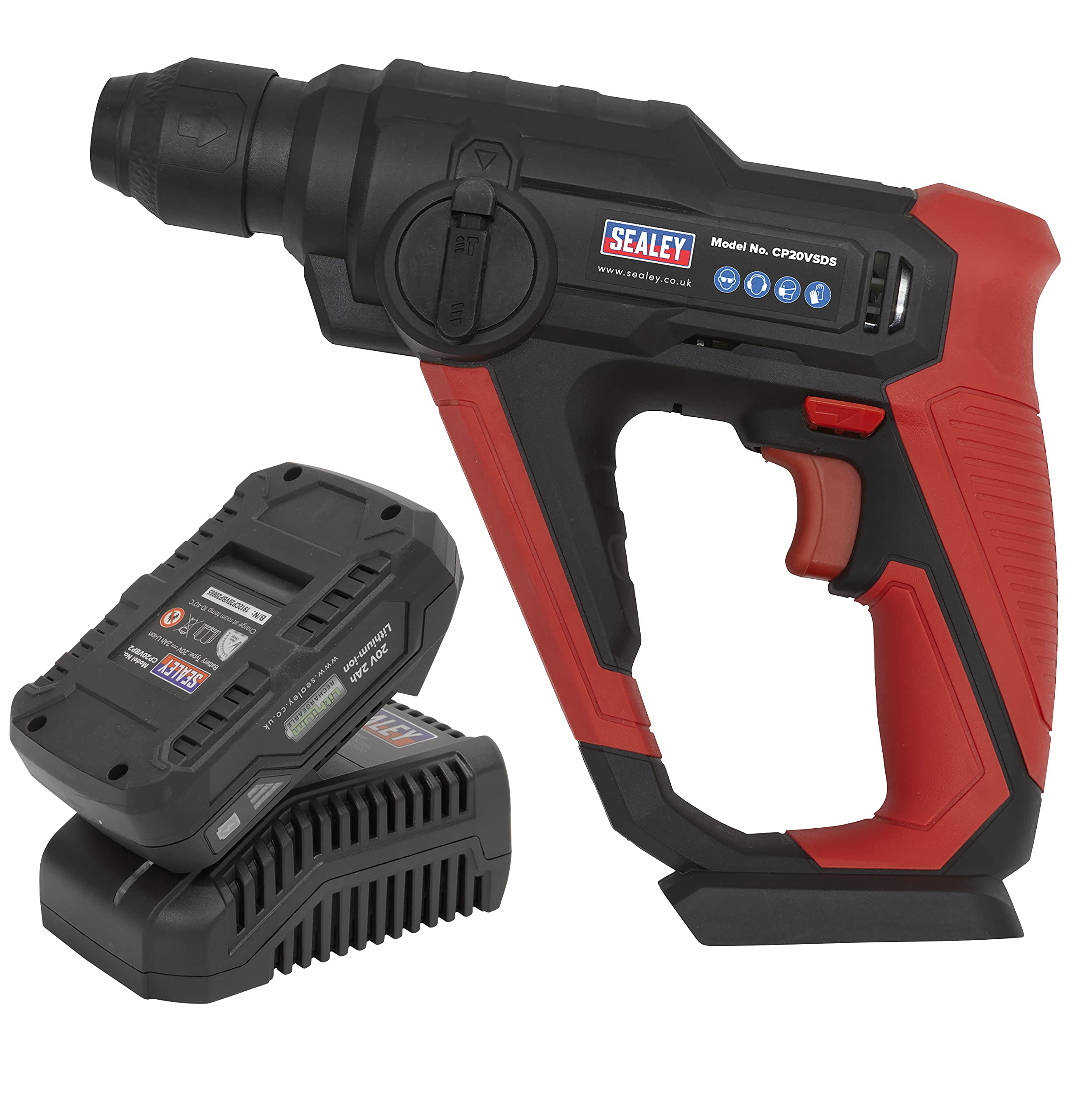 Sealey CP20VSDS 20v Cordless SDS Rotary Hammer Drill 1 x 2ah Li-ion Battery Charger Bag