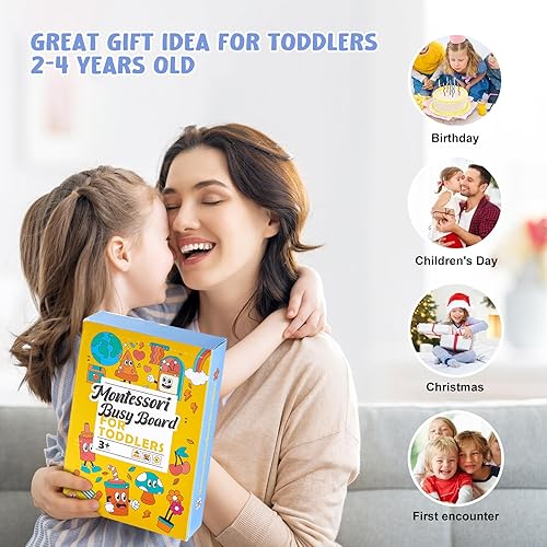 Miniatura 7 de HJCMikee Montessori Toys - Tablero de actividades para niños pequeños de 1 a 4 años, 8 páginas, libro ocupado, juguete sensorial que ayuda con la