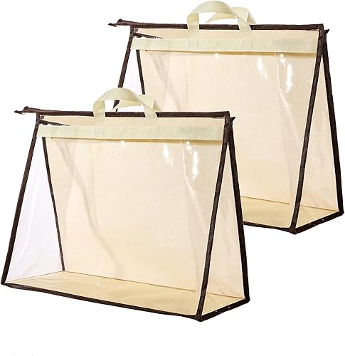 CINPIUK Bolsas de almacenamiento transparentes para el armario, bolsa de almacenamiento colgante con cremallera para bolsos, XL, 2 unidades