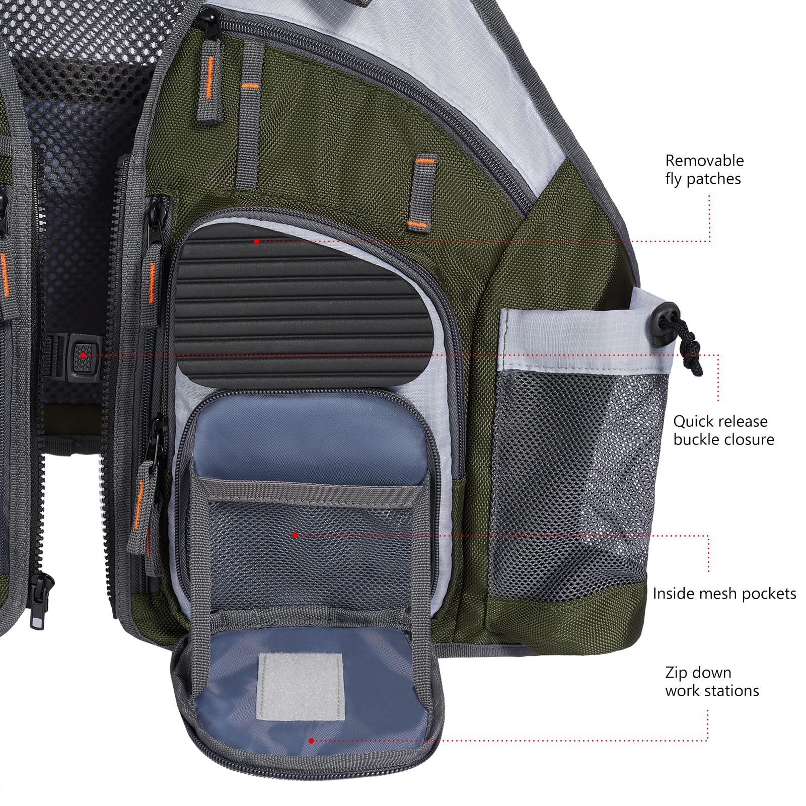 Bassdash - Gilet da pesca a mosca, multi tasca, regolabile, ideale come regalo per uomini e donne
