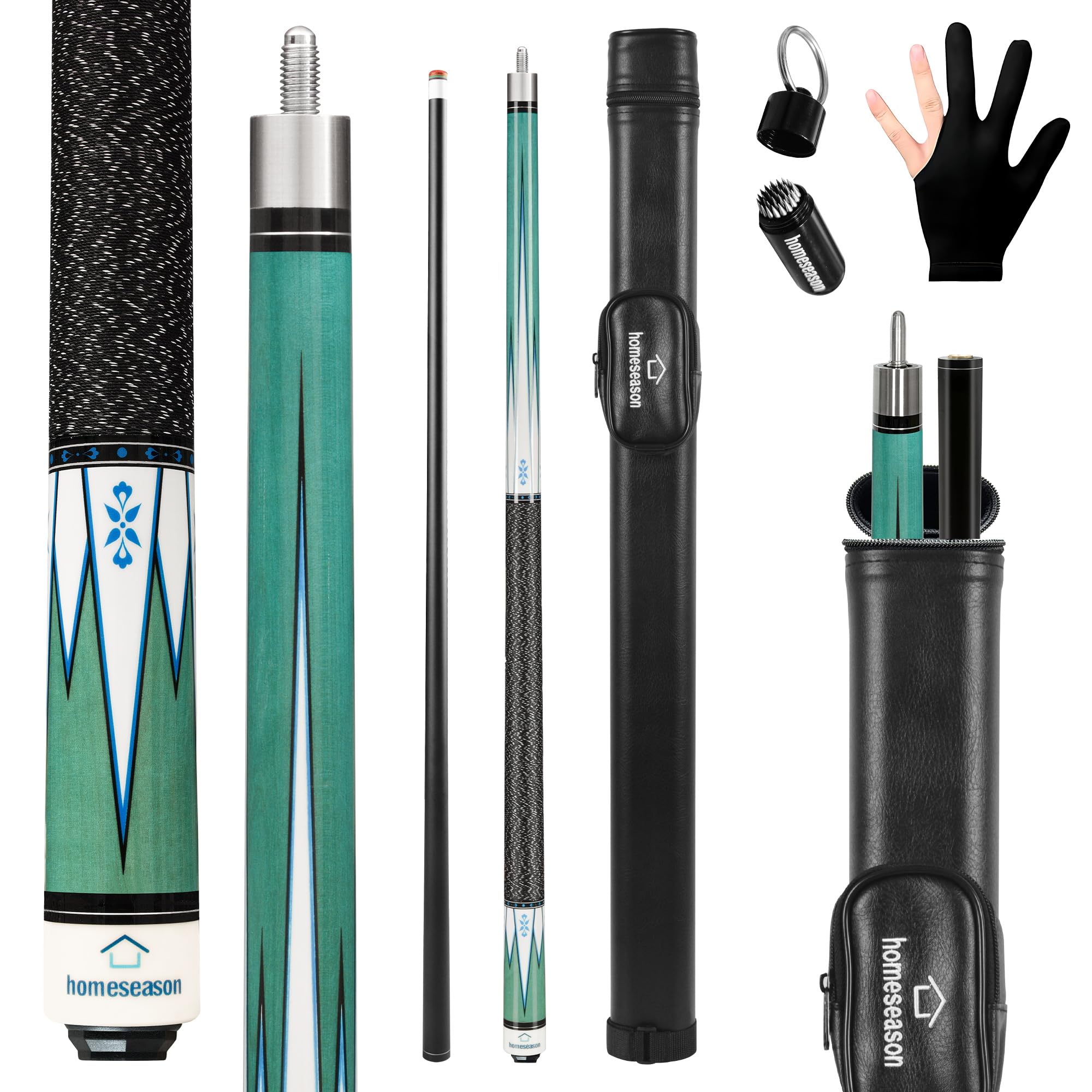 HomeSeason Pool Cue Stick 58" Billiard Cue Sticks Nylon Thread Grip Professional Low Deflection Pool Sticks
