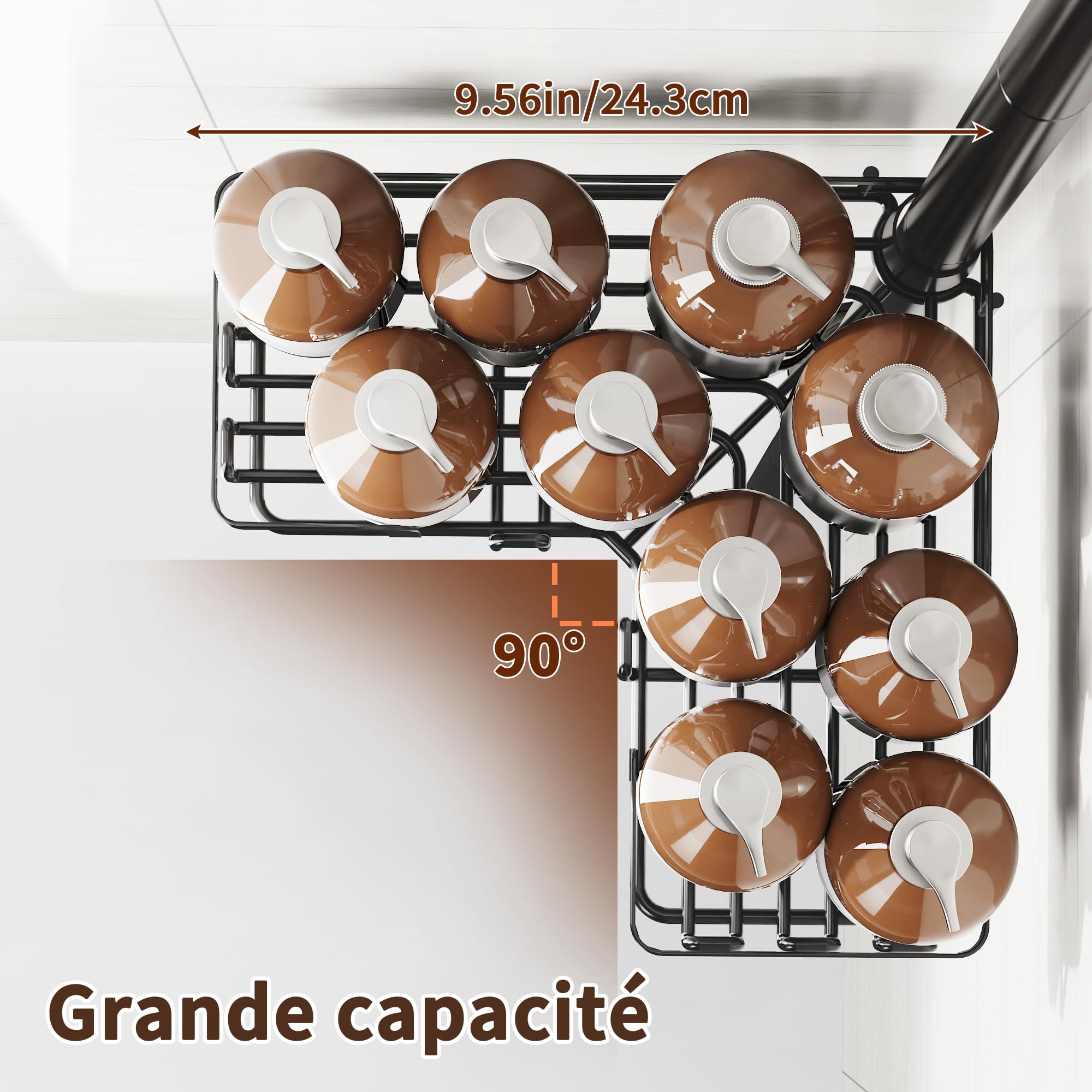 KEGII Etagere Douche Telescopique - Etagere Douche Angle Etagere Angle Salle de Bain Etagere de Douche Sans Percage Support Savon Crochet Douche(Noir, Inox)