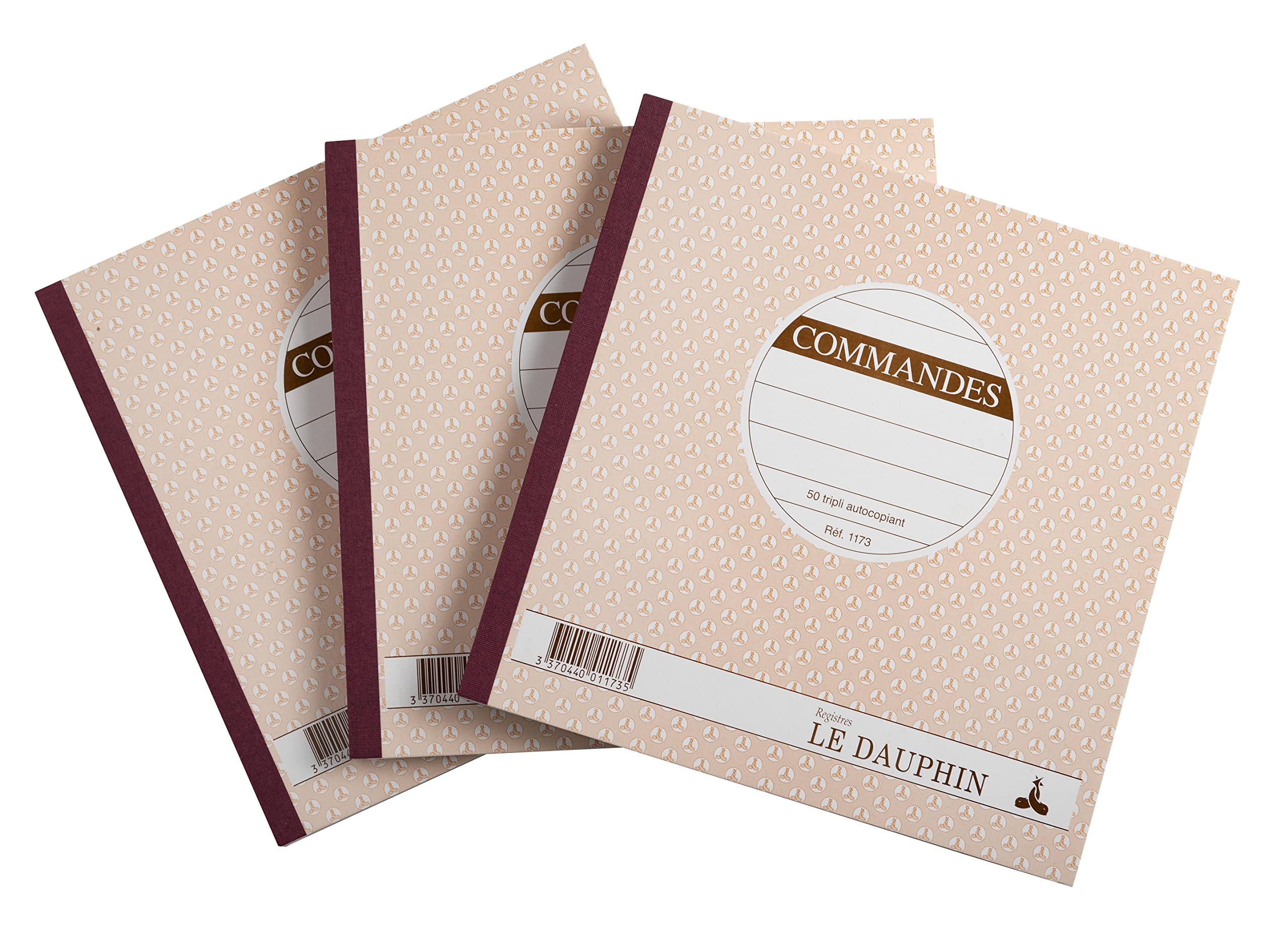 Le Dauphin - Ref. 14271D - Lot of 3 COMMANDS manifolds - carbonless paper - triplicate (1 original and 2 copies) - 50 sheets - format 21 x 21 cm - varnished cover