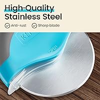 Vista 6 de Rueda para cortar pizza con protección para cuchilla Kitchy, rebanador súper afilado y fácil de limpiar, de acero inoxidable, Azul