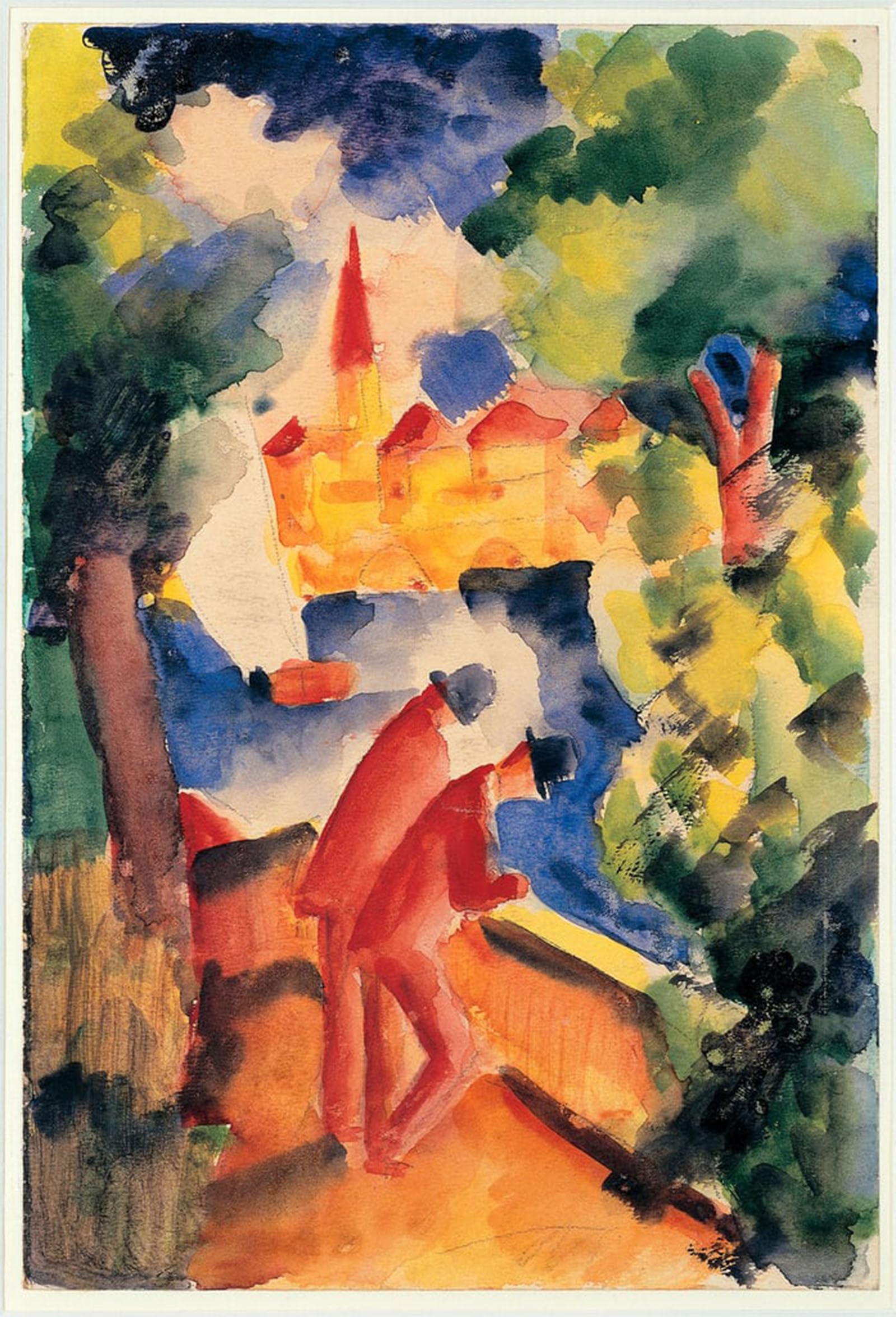 Cuadro de lienzo de August Macke para decoraciones del hogar con pintura mural de paisaje de lago 5