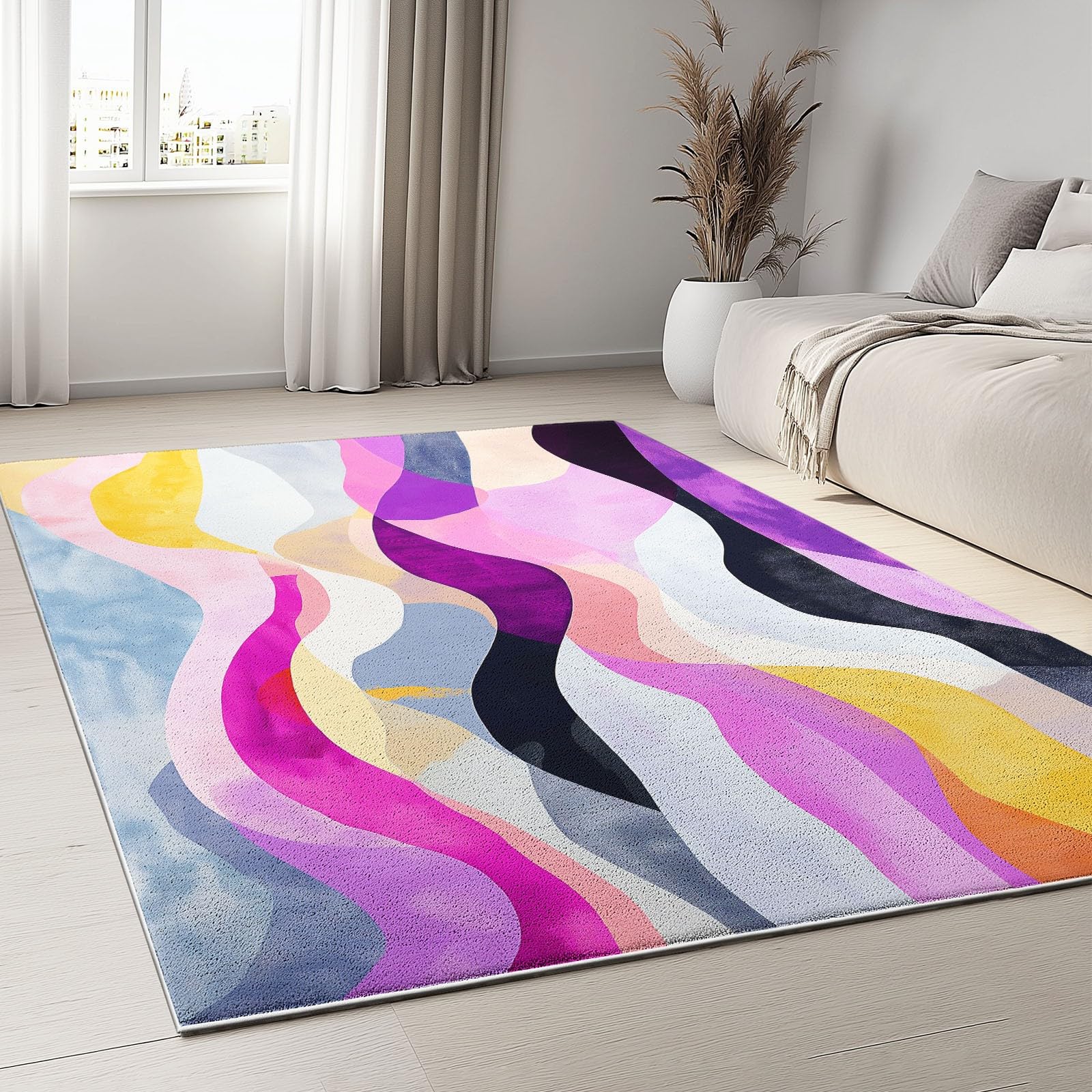 120 x 180 cm Dywan można prać w pralce, abstrakcyjne i płynne linie i tekstura, ultramiękki antypoślizgowy antypoślizgowy antypoślizgowy dywanik flanelowy do sypialni, salonu i łazienki - łatwy do
