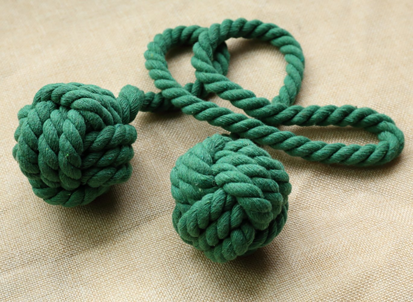 Lot de 2 embrasses de rideaux faites à la main en corde avec pompons en