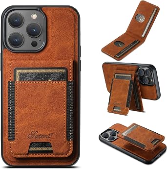 H17 2 in 1 Detachable Magnetic Wallet Compatible with iPhone 15 Pro Max Case with Card Holder Faux Leather Men Women 6.7 Kickstand Compatible with MagSafe Khaki,IP 15 Pro Max