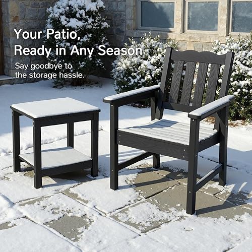 Miniatura 6 de Stoog Juego de 2 sillas de patio para todo tipo de clima, sillas de comedor al aire libre con respaldo curvo, silla de jardín de soporte de 400