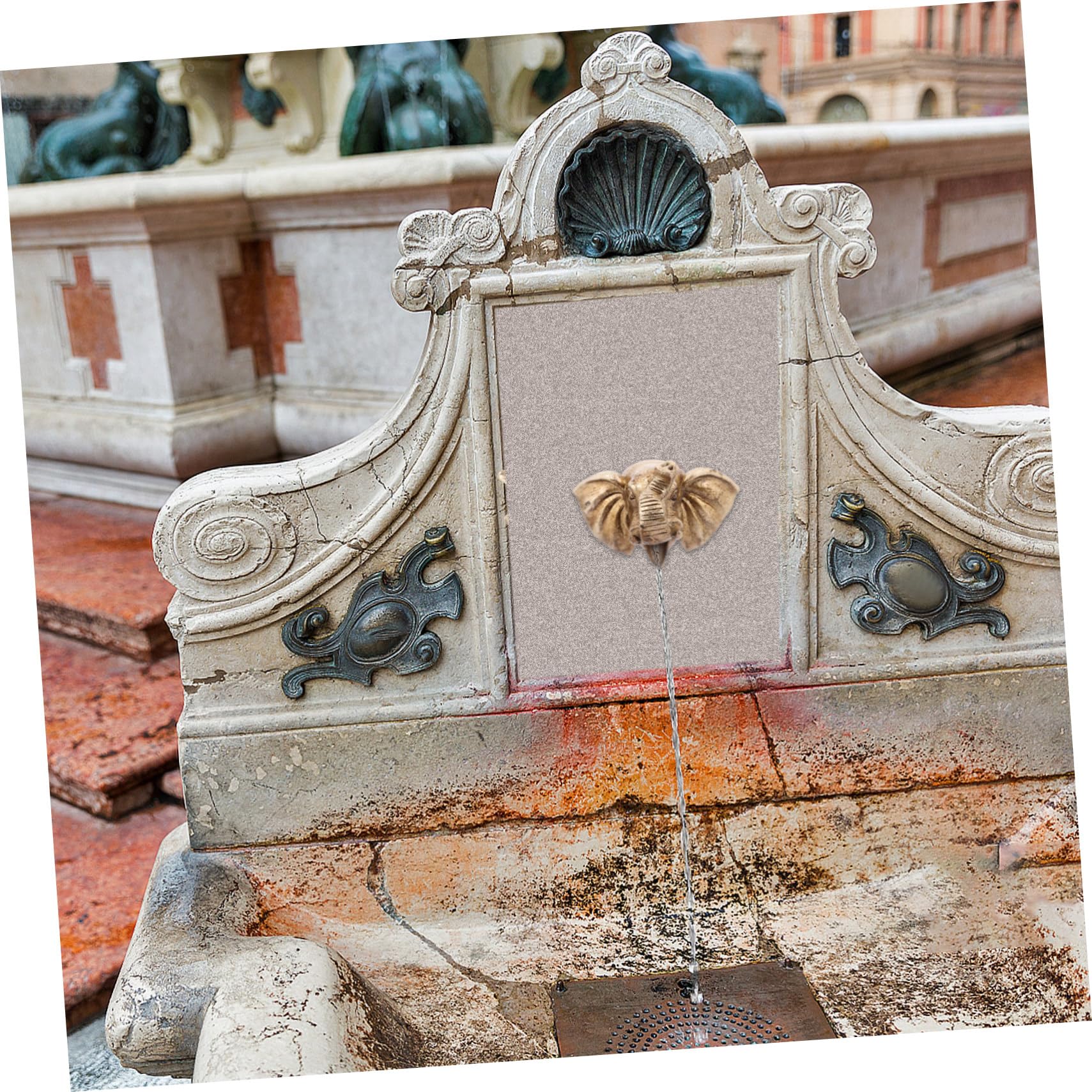 Garneck Elefanten- - Wasserbrunnen Ausguss für Den Außenbereich Garten Dekorative Wandmontage Kunstharz-sprüher