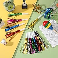 Vista 6 de 48 sopladores de fiesta, fabricantes de ruido de Nochevieja, para regalos de fiesta, baby shower, cumpleaños de niños, fiesta de Año Nuevo Oro Blanco