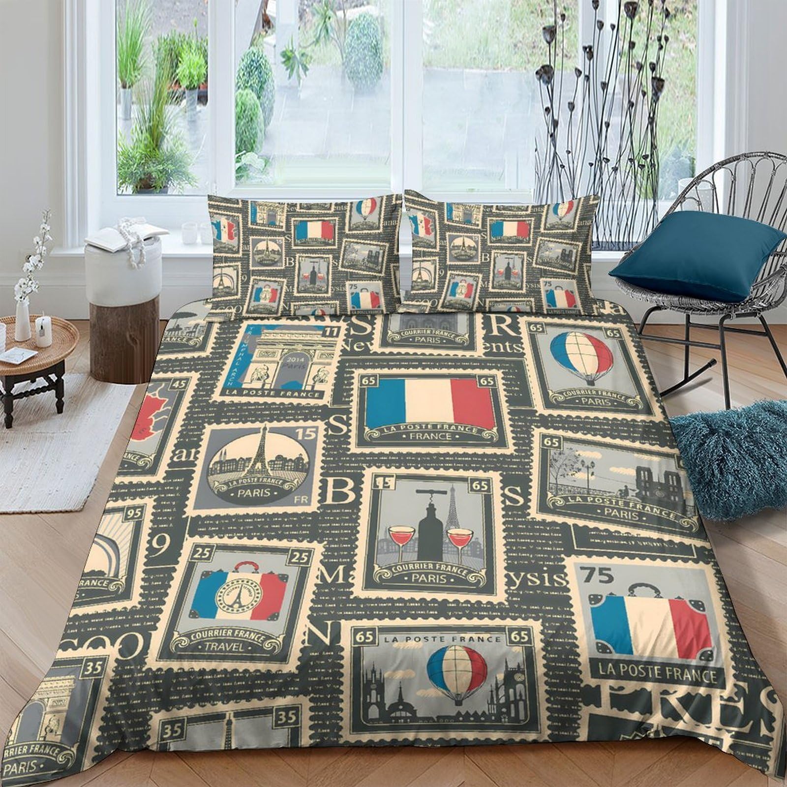Ctjqhvkz Style-8 3D Printed Paris Landmark Fitted Sheet Microfiber Soft French Flag Mattress Cover For Bedroom Guest Room Decor Single（135X200cm）