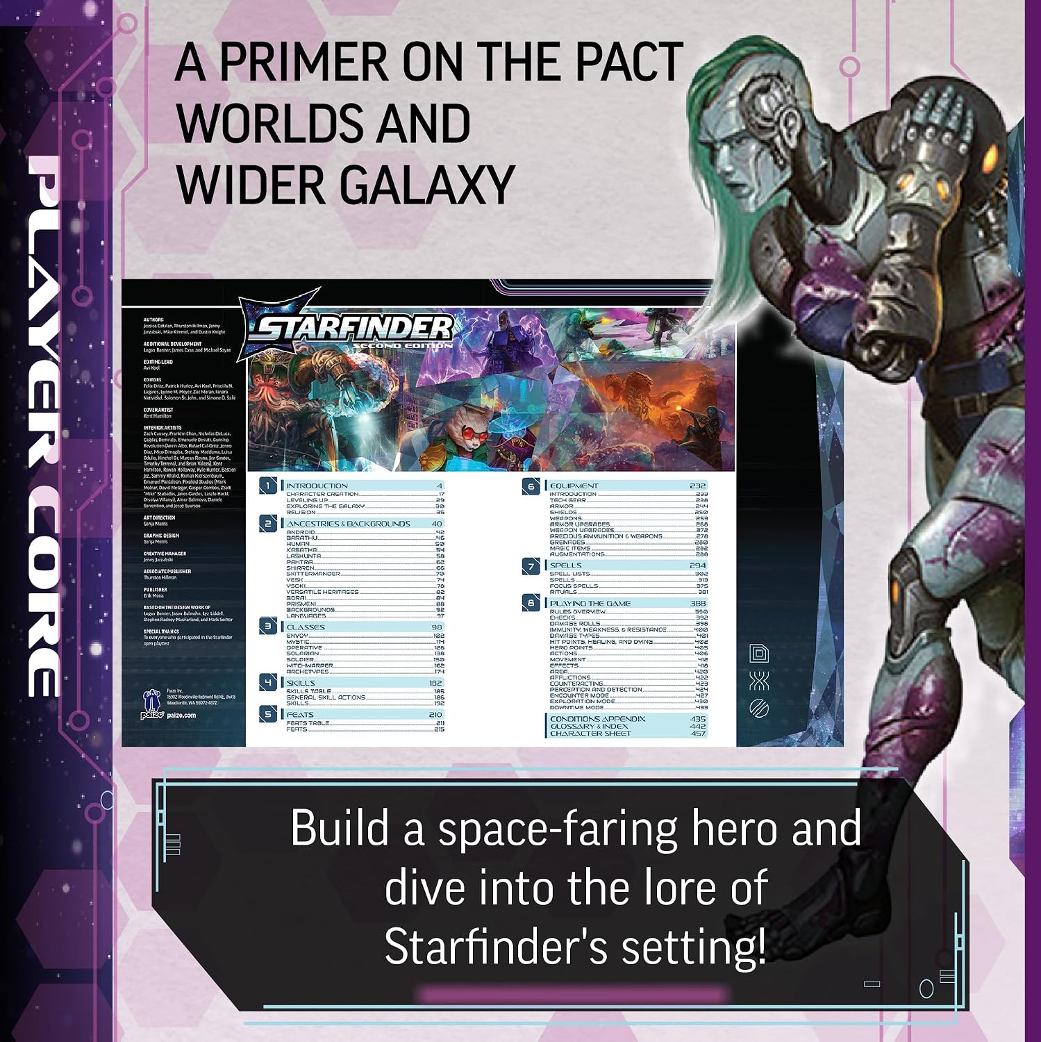 Starfinder Player Core Pocket Edition - Portable 6.7" x 8.4" Softcover Complete Rulebook, 10 Ancestries, 6 Classes - Tabletop RPG