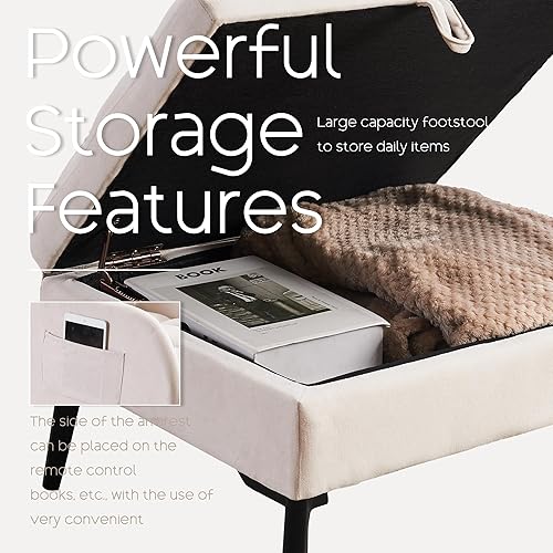 Miniatura 6 de Accent Chair with Ottoman - Reading Chair and Storage Ottoman Set Comfy Velvet Lounge Arm Chair with Adjustable Backrest Cozy Reclining Sofa for