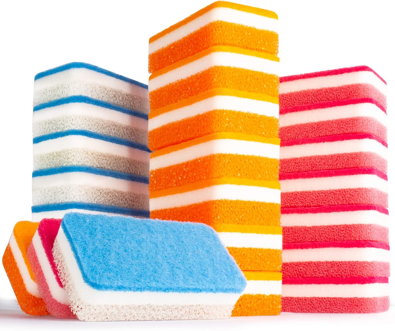 Kitsure Sponges for Cleaning, 24 Pack Non-Scratch Dish Sponges & Scrub Sponges for Effortless Cleaning of Tableware, Utensils and Water Channel All at Once, Size: 4.9"x2.6"x1.2" : Health & Household