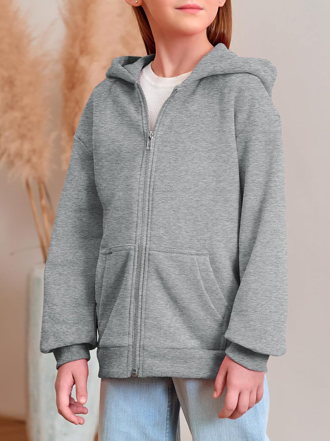 Meikulo Girls Zip Up Hoodie Kids Fashion Oversized Long Sleeve Sweatshirt Jacket with Pockets 7-14 Years - Image 2