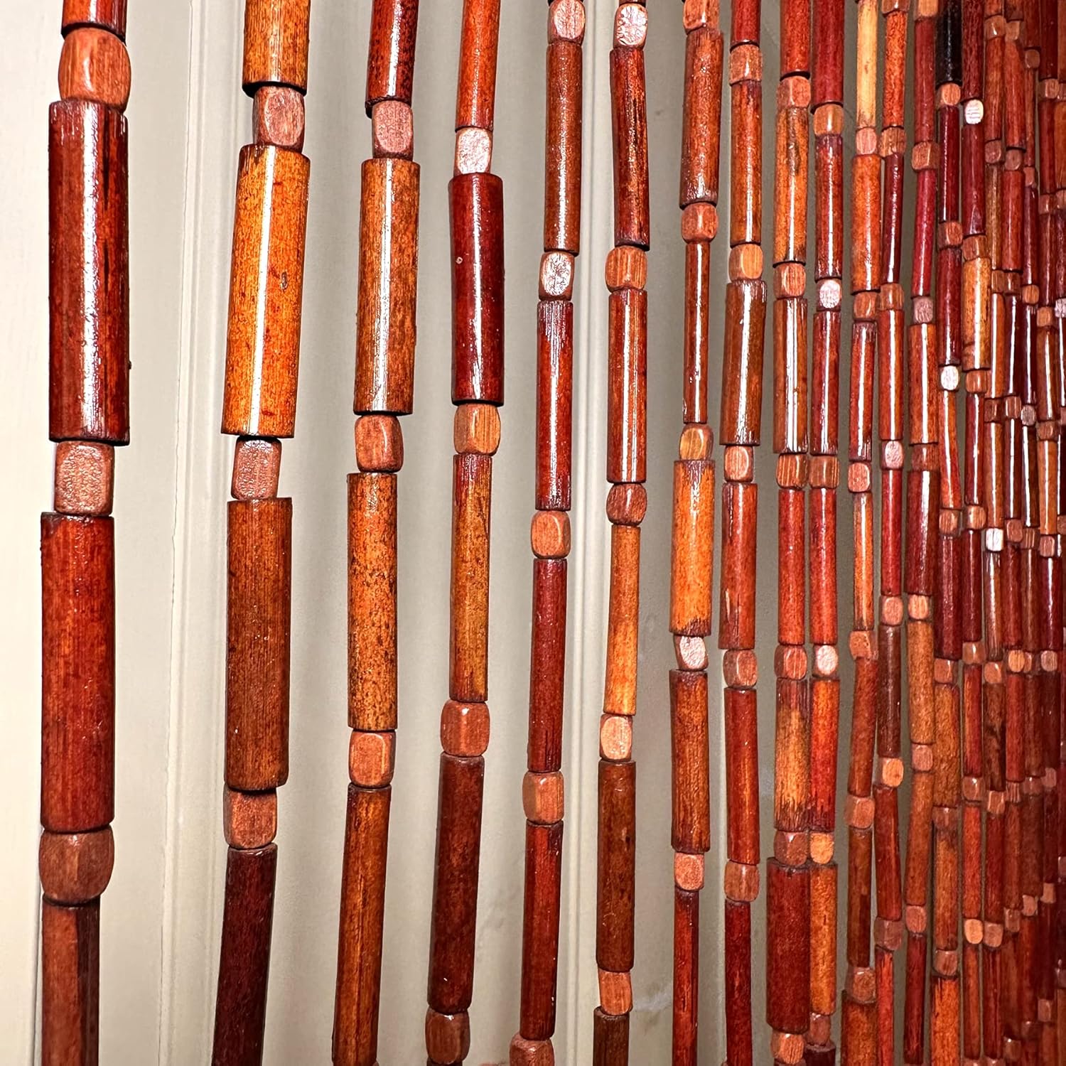 FlavorThings Natural Dark Brown Bamboo Beaded Curtain Room