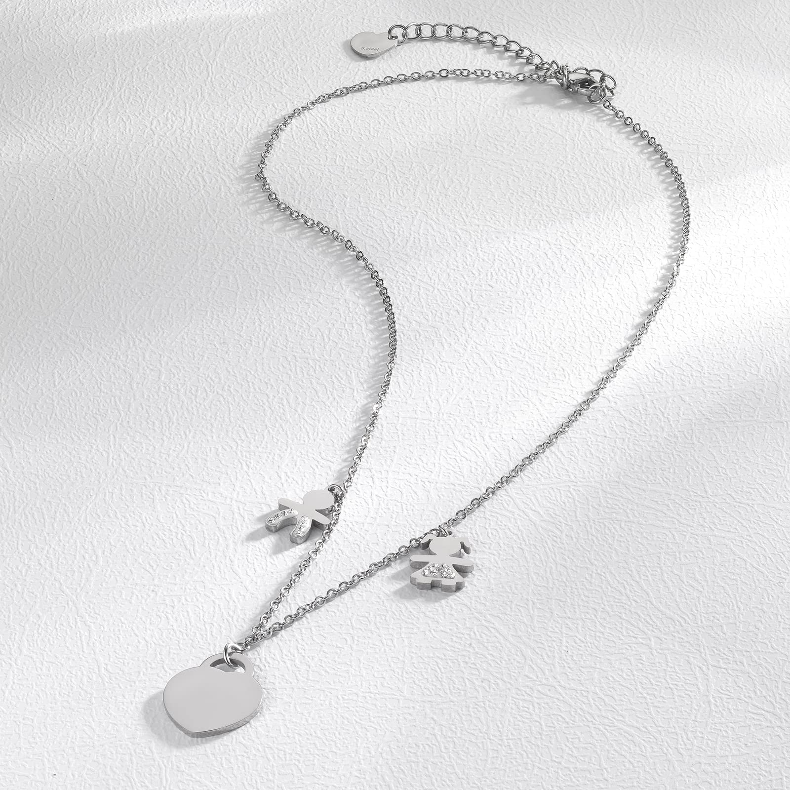 inSCINTILLE Collar Mujer en Acero Inoxidable con Colgante de Bebé y Cristales