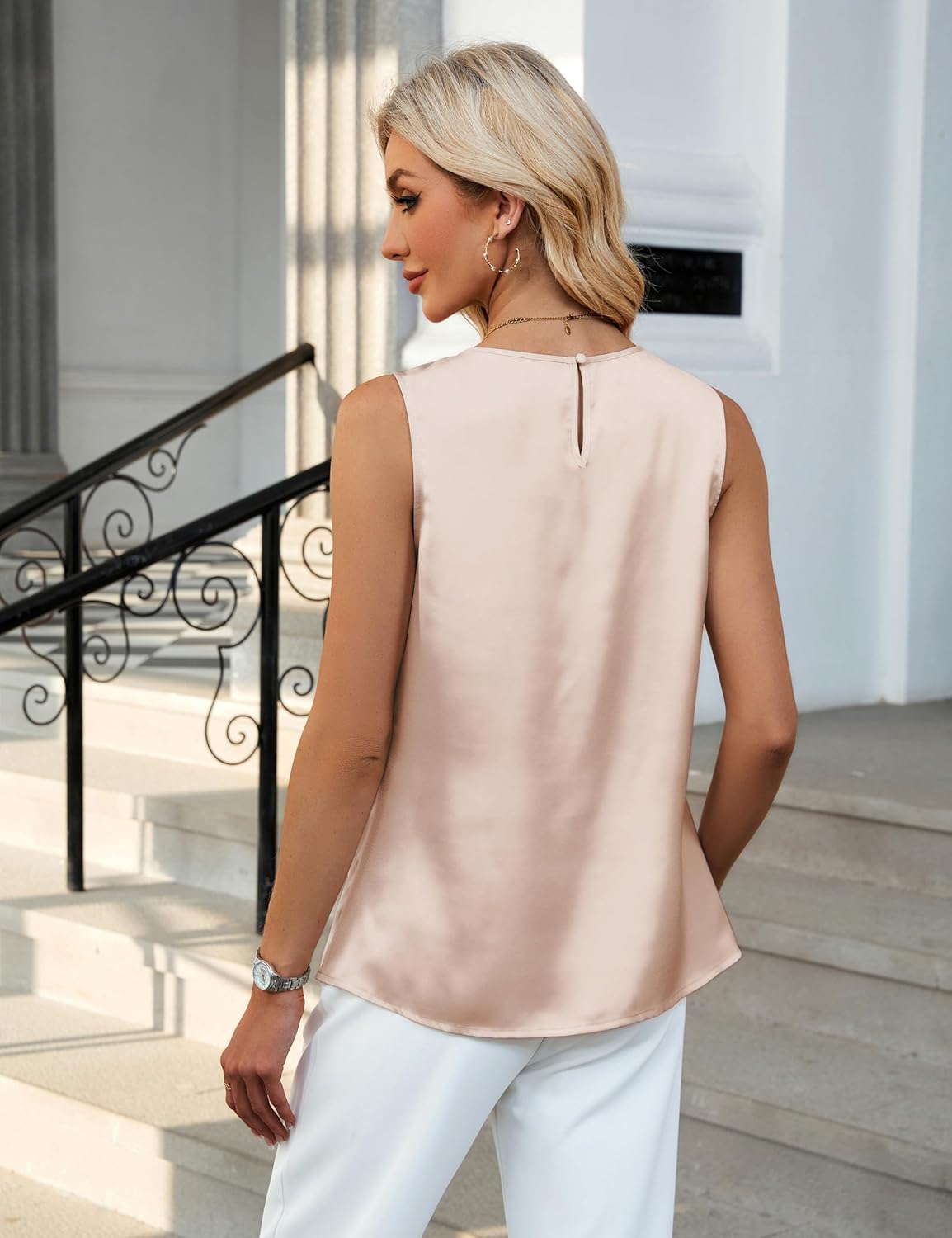 BMJL Women's Silk Satin Tank Top Summer Business Casual Outfit 2025 Sleeveless Work Dressy Shirt - Image 2