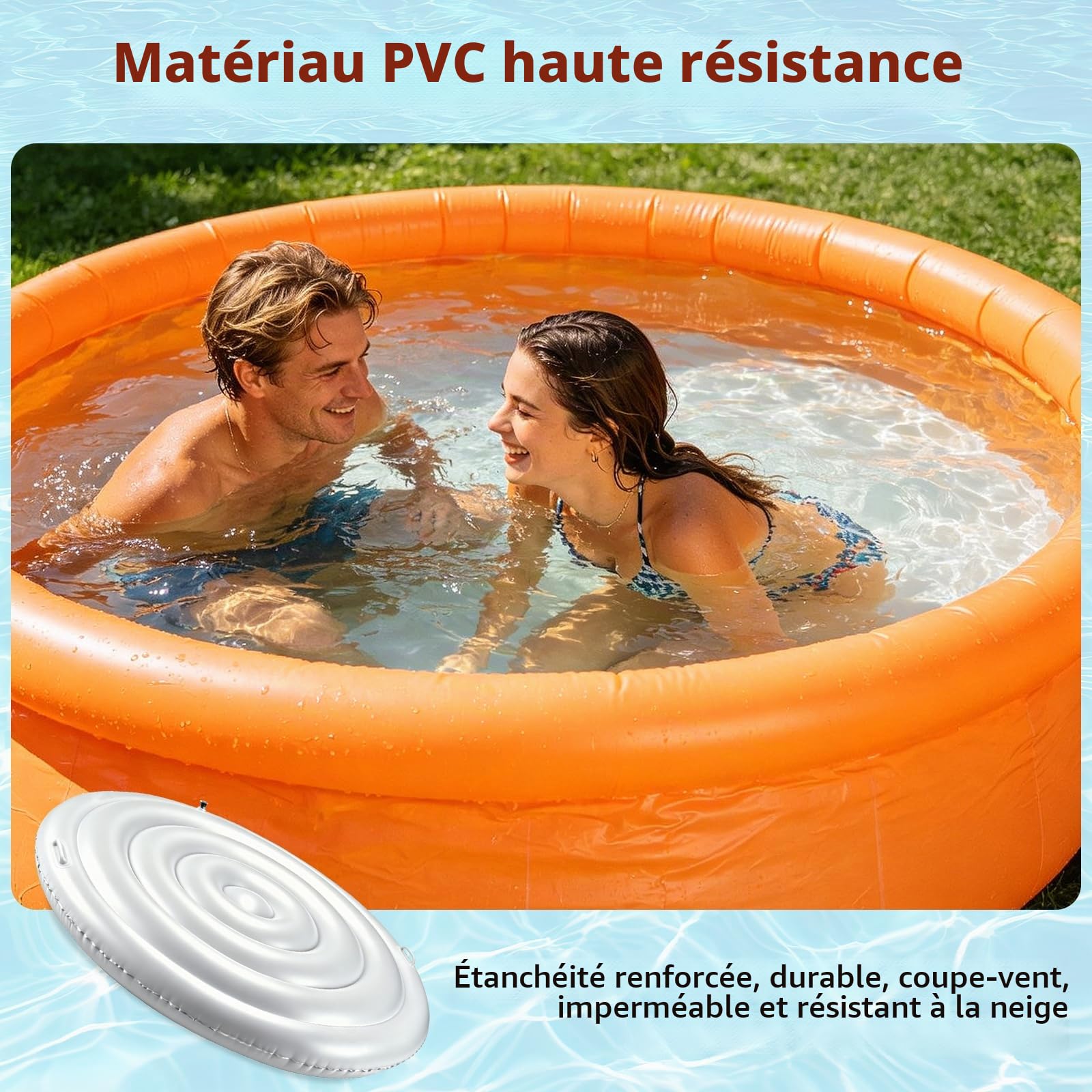 Couverture Spa Gonflable Rond - Bâche Thermique Isolée en PVC, Couvercle Spa Résistant Aux Intempéries pour Maintien De La Chaleur Et Protection, Accessoire Spa 4 à 6 Places