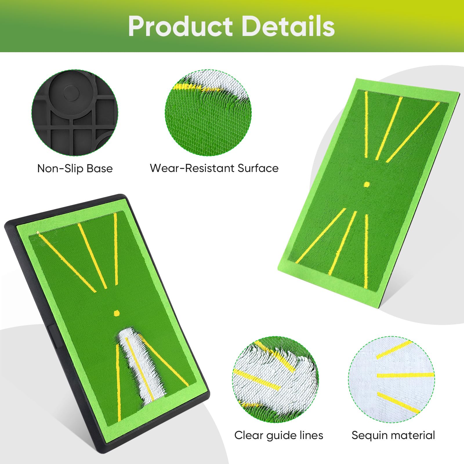 WildFun Golfschaukelmatte, 30,5 x 43,2 cm, breiter Pitchgabelschwungweg für Golf-Training, Indoor-Übung