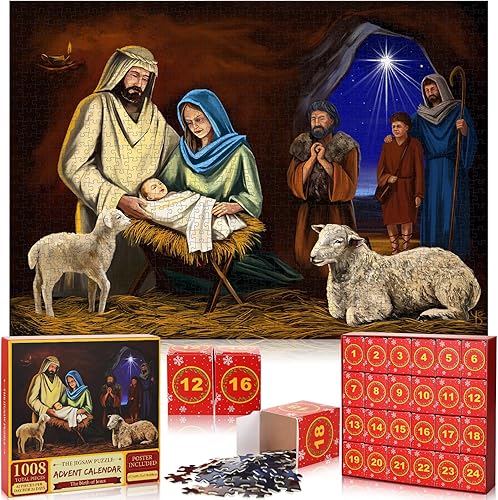 Simgoing 1008 piezas de calendario de Adviento de Navidad 2023 rompecabezas de 24 cajas de rompecabezas de Navidad calendario de Adviento Simgoing 1008 piezas de calendario de Adviento de Navidad 2023 rompecabezas de 24 cajas de rompecabezas de Navidad calendario de Adviento