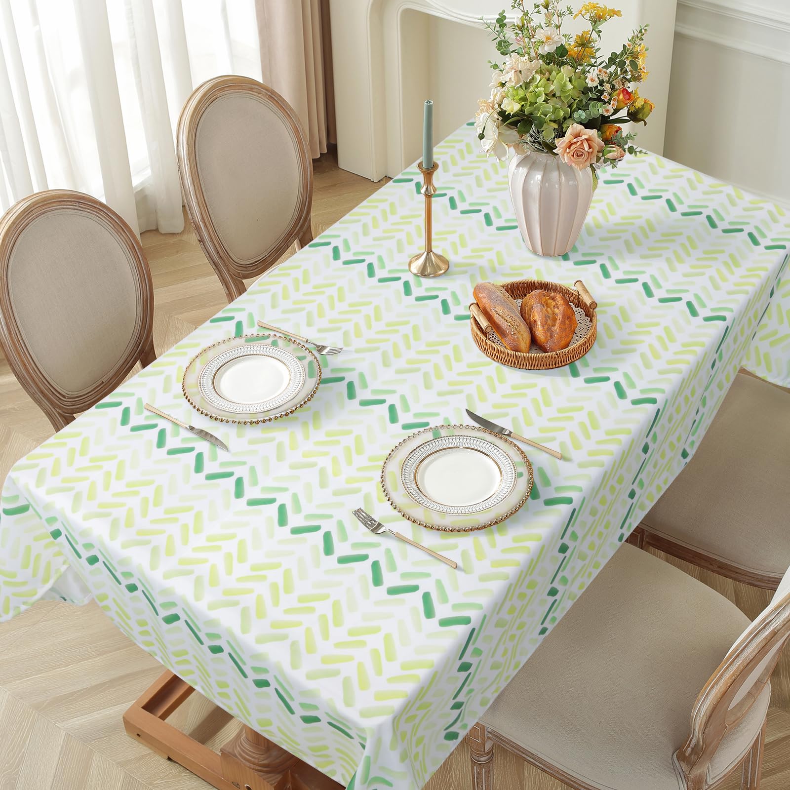 Decoración Comedor Verde Mantel Rectangular Arquiel Pájaros Ramas Verde -  Impermeable Antimanchas Lavable 140x180cm Cocina Comedor Mantel Exterior  Lavable, image size:1600x1600