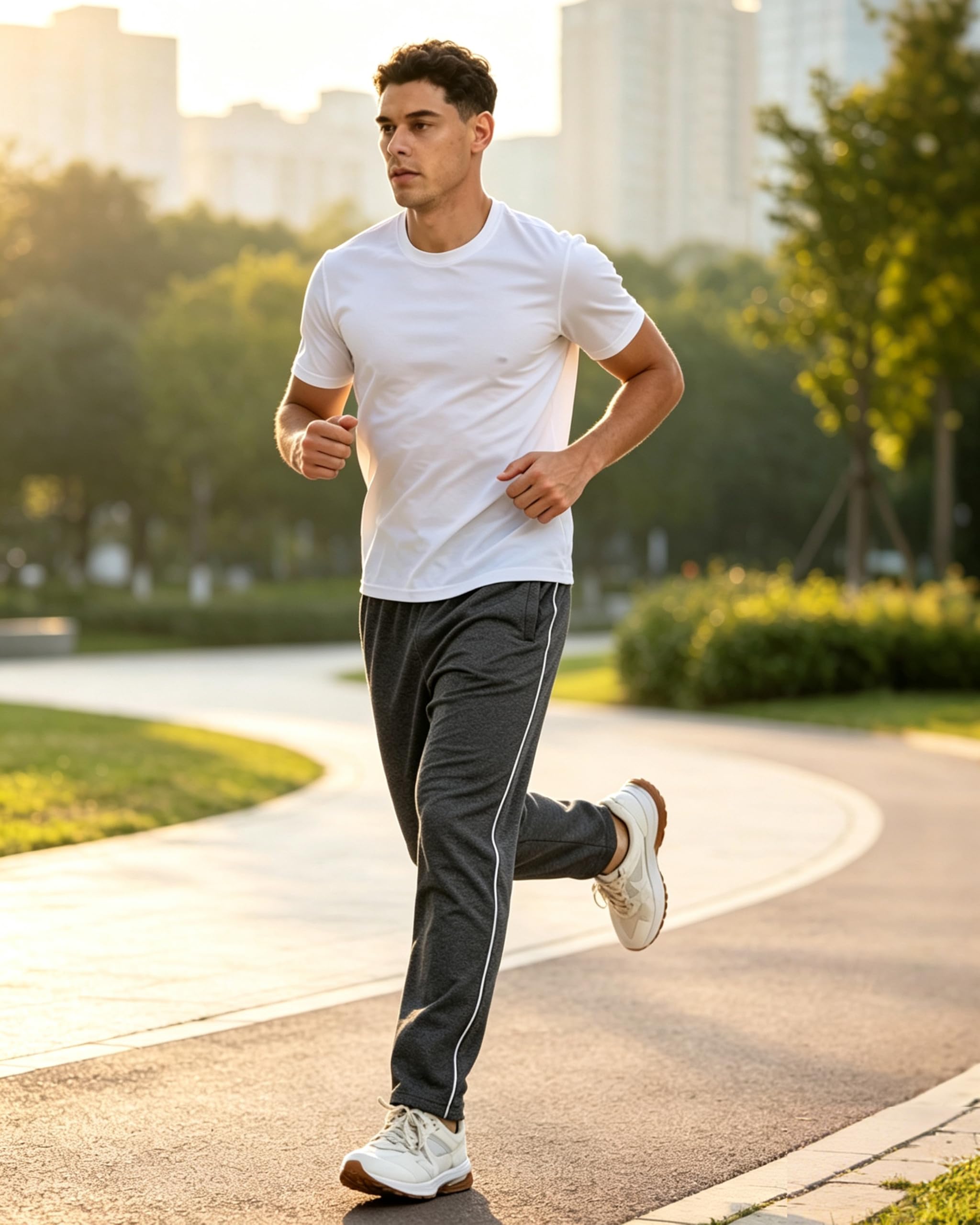 Jogginghose Herren Baumwolle mit 3 Reißverschlusstaschen | Sporthose Herren Lange Sweathose Atmungsaktiv Freizeithose Trainingshose mit Reißverschlusstaschen