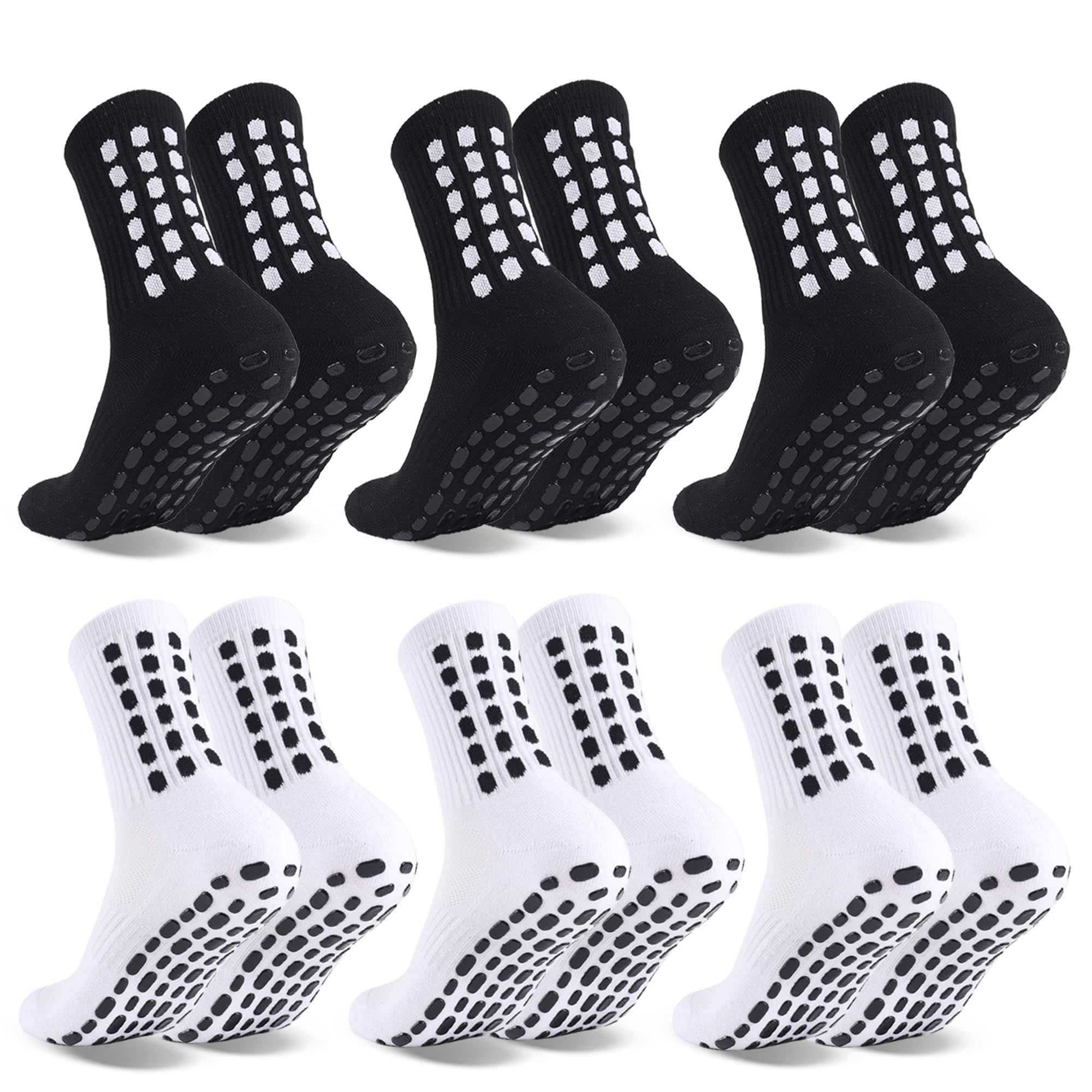 6 Pairs Grip Soccer Socks Colorful Non Slip Sports Football Basketball Hospital Yoga Socks for Men Women