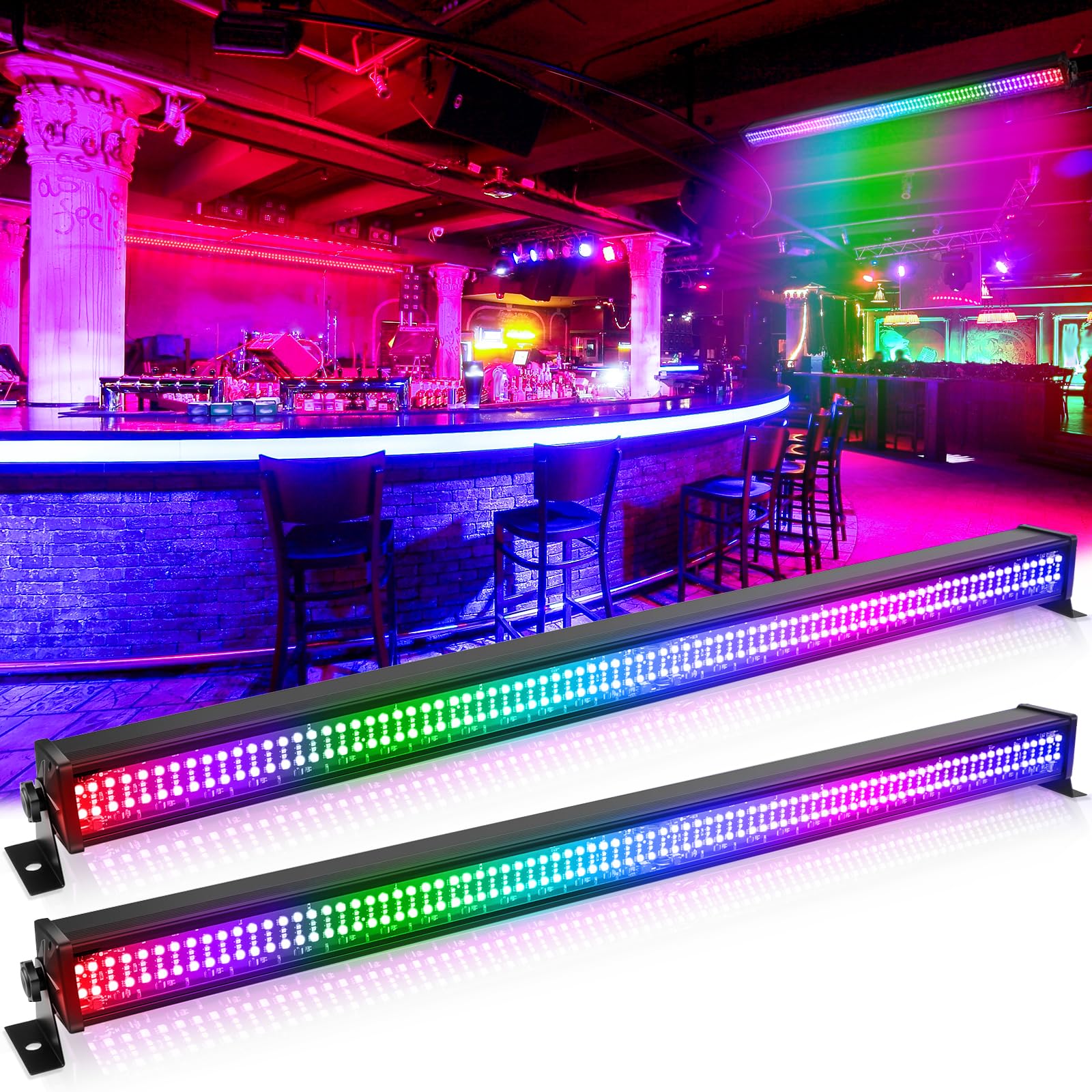 Barra Luminosa Wallwasher, 336 LEDs 80W RGBW Barra Luminosa da Palco dmx512 Controllo DJ Fase di Illuminazione per Discoteca al Coperto Festa Chiesa Compleanno Bar Matrimonio, 2 pezzi