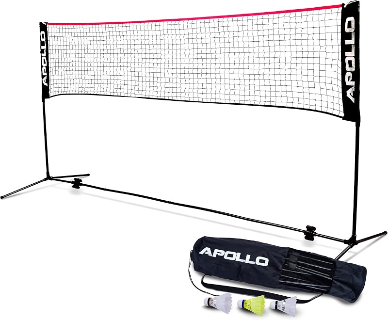 Apollo Red de Voleibol | 300cm, 400cm, 500cm | Red de Bádminton Regulable en Altura en 3 Posiciones | Red de Tenis Incluye Estructura de Hierro Estable y Bolsa de Transporte