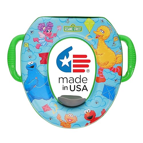 Sesame Street "Let's Fly a Kite" Asiento suave para ir al baño y asiento de entrenamiento para ir al baño - Cojín suave, entrenamiento para ir al