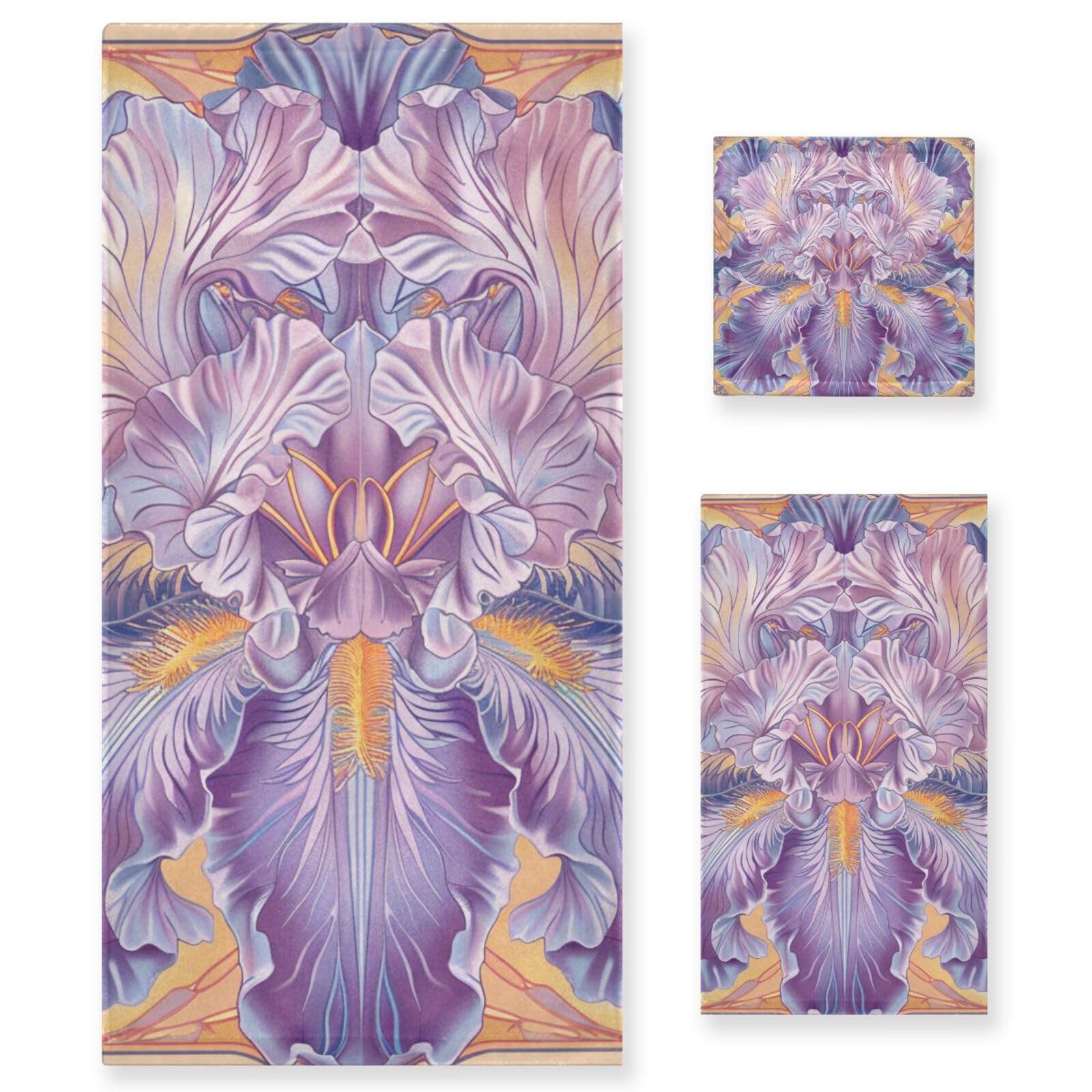 Set di 3 asciugamani morbidi in stile bohémien con fiori e fiori, 1 asciugamano da bagno, 1 asciugamano per mani, 1 panno per la casa, cucina e famiglia