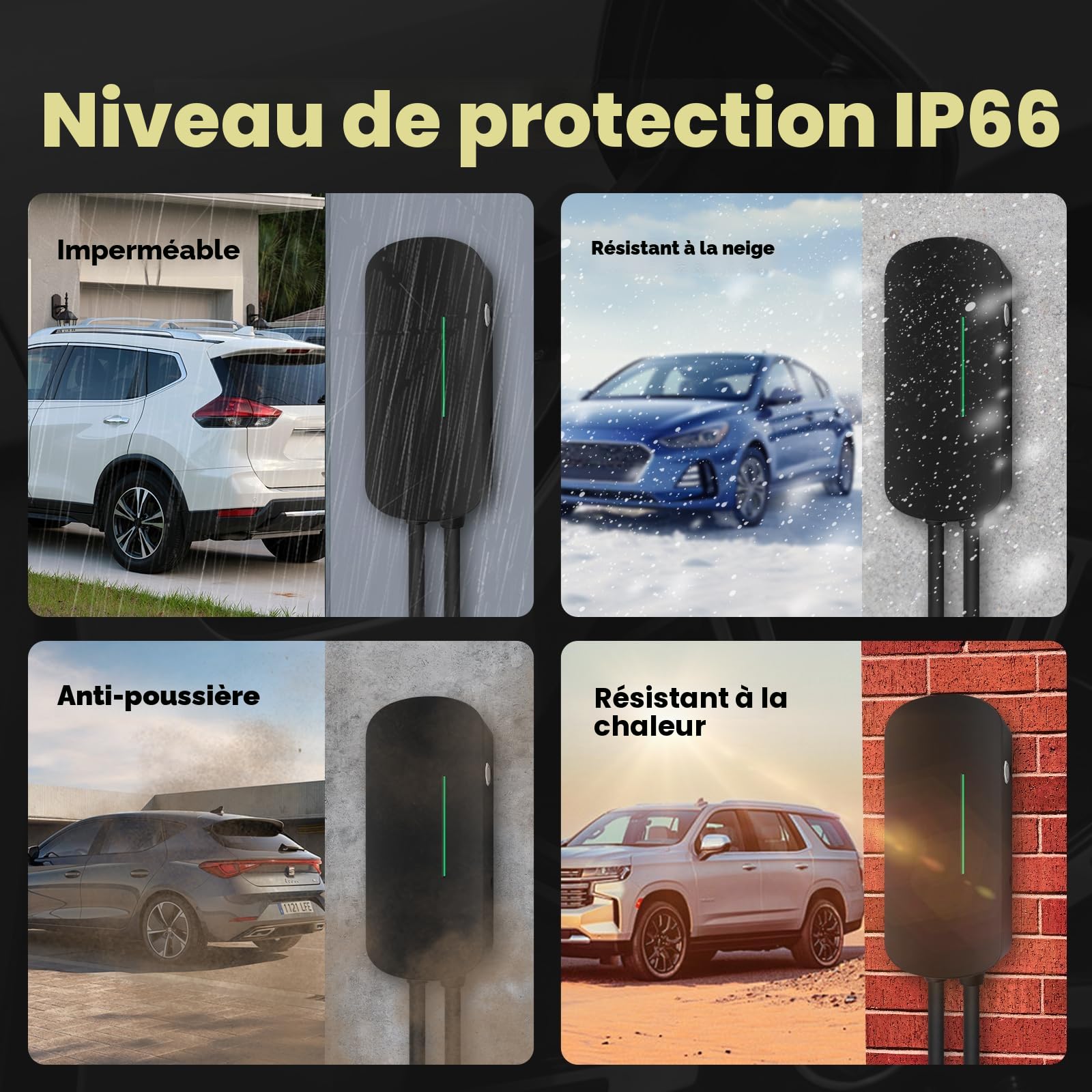 Morec Station de Recharge pour véhicule électrique Wallbox 7KW Type 2, Chargeur de Voiture électrique monophasé avec câble de Charge de 6M
