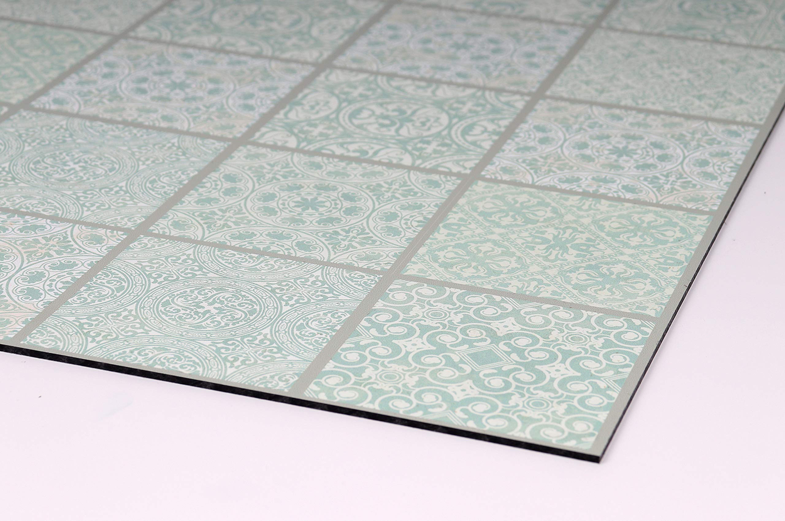 Queence | Küchen Spritzschutz „Fliesenmuster“ 80x50 cm | Küchenrückwand | Alu-DiBond | Fliesenschutz | Paneele | Küchenfliesen | Rückwand