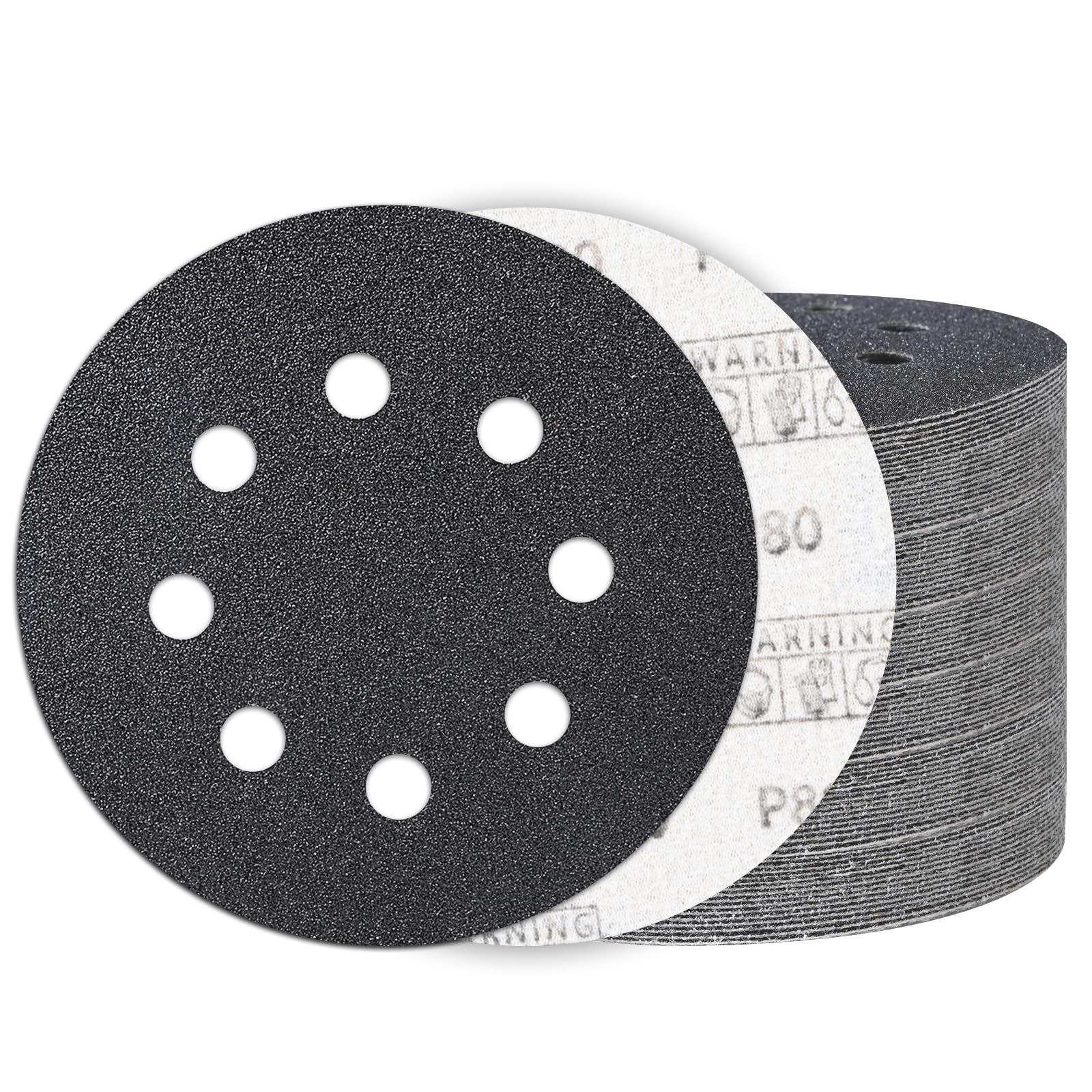 100PCS 125MM Sanding Discs 80 Grit, Wet Dry Hook and Loop Sandpaper — image 1
