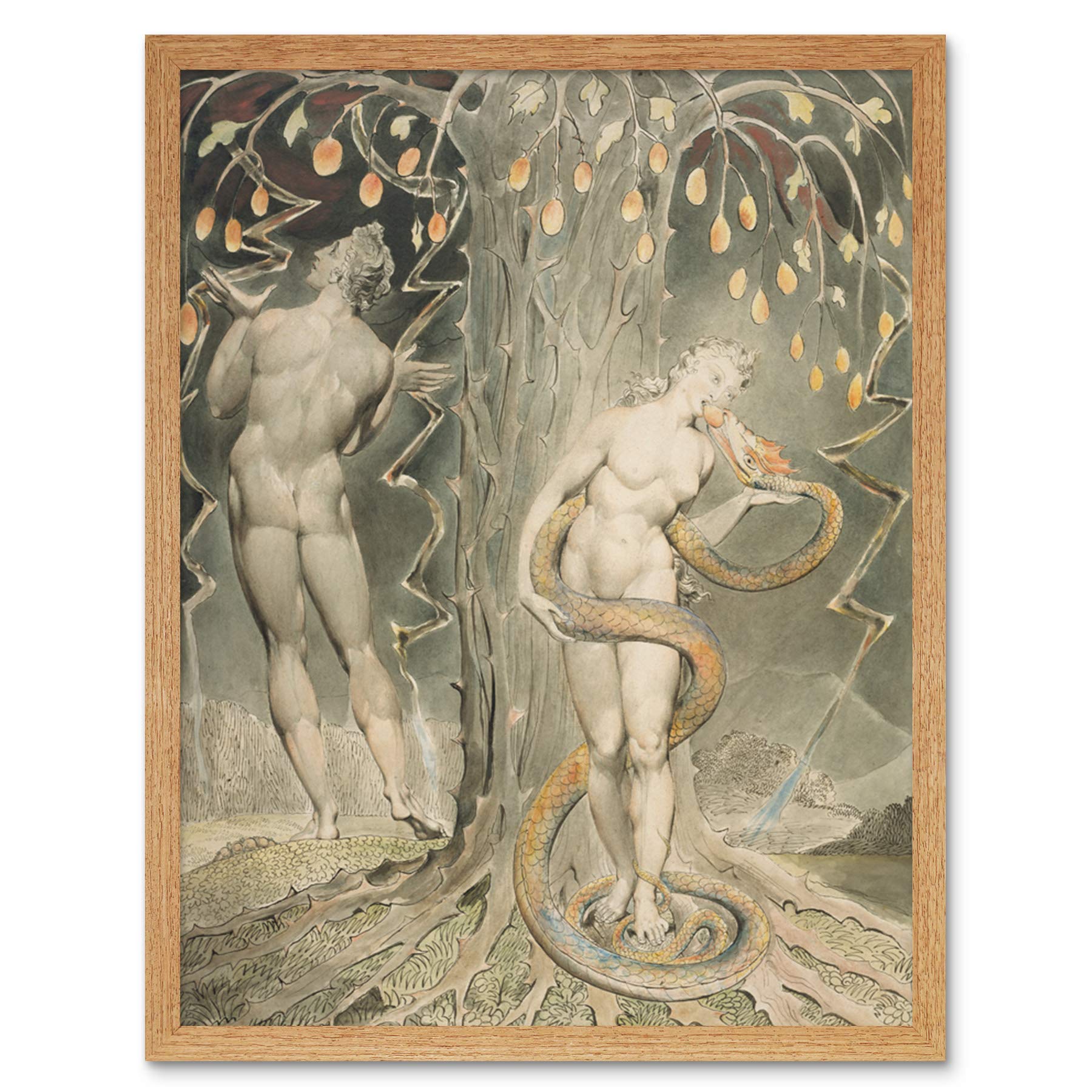 Fine Art Prints William Blake The Temptation And Fall Of Eve Framed Poster Wall Decor 12x16 inch