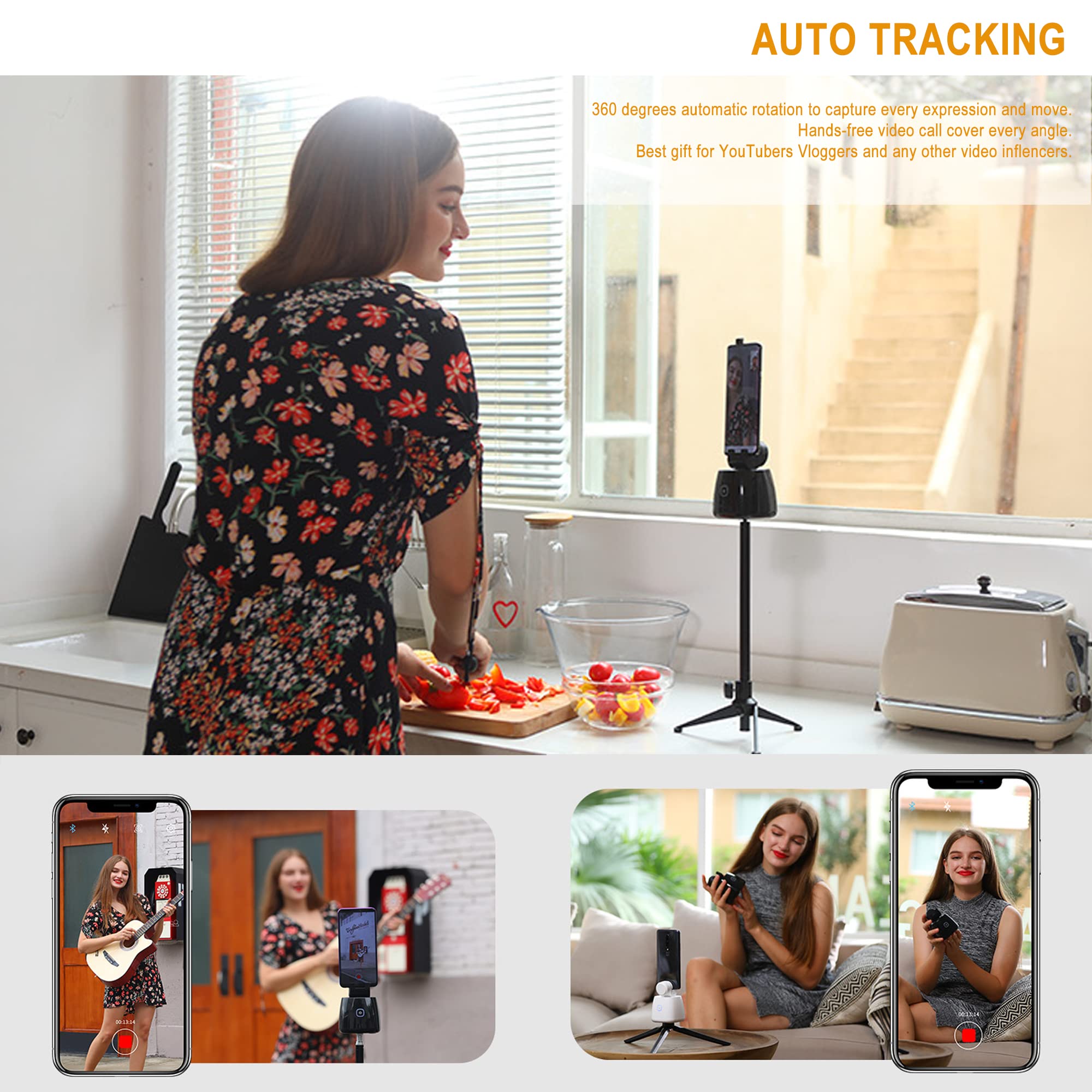 Amazon | Capture Genie - 自動追跡電話ホルダー - 360度回転 自動