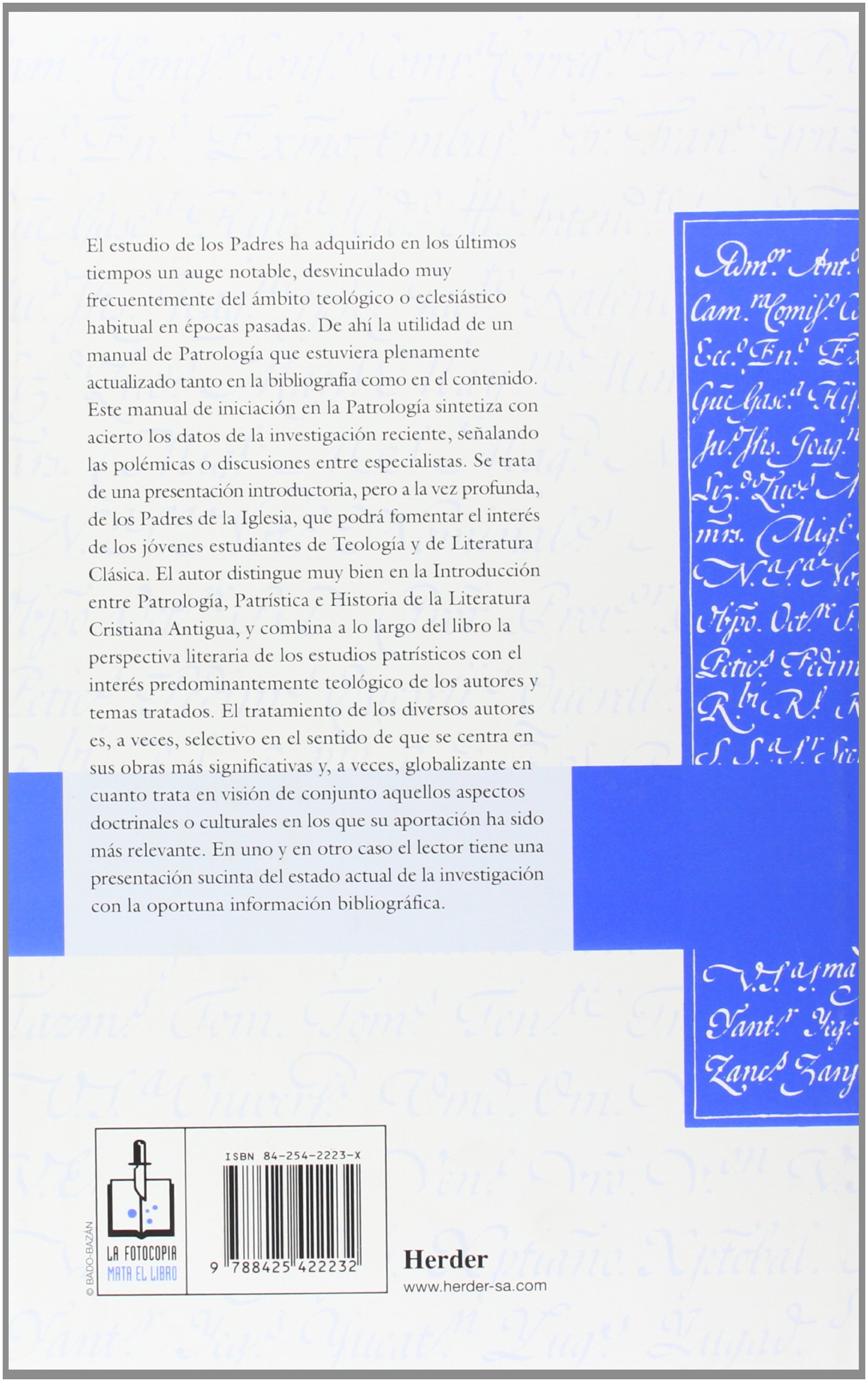 Manual de patrologia (2ª ed.) (Biblioteca Herder)