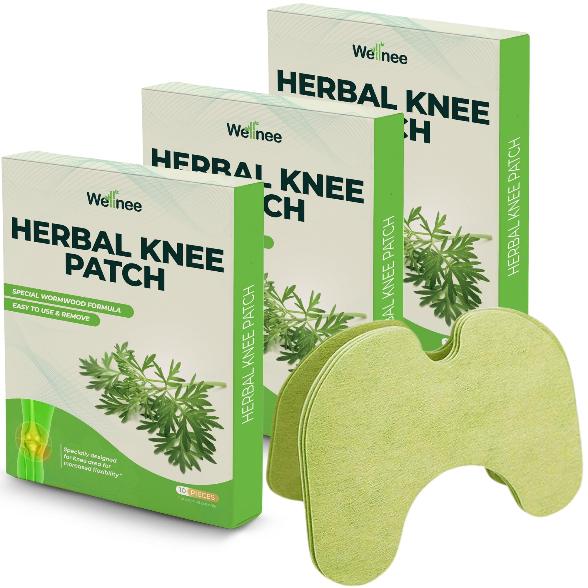 Wellnee Original Herbal Knee Patch - Wellknee Plaster for Knee Support, Neck and Back - Made with Natural Herbs and Ingredients (30 Pads)
