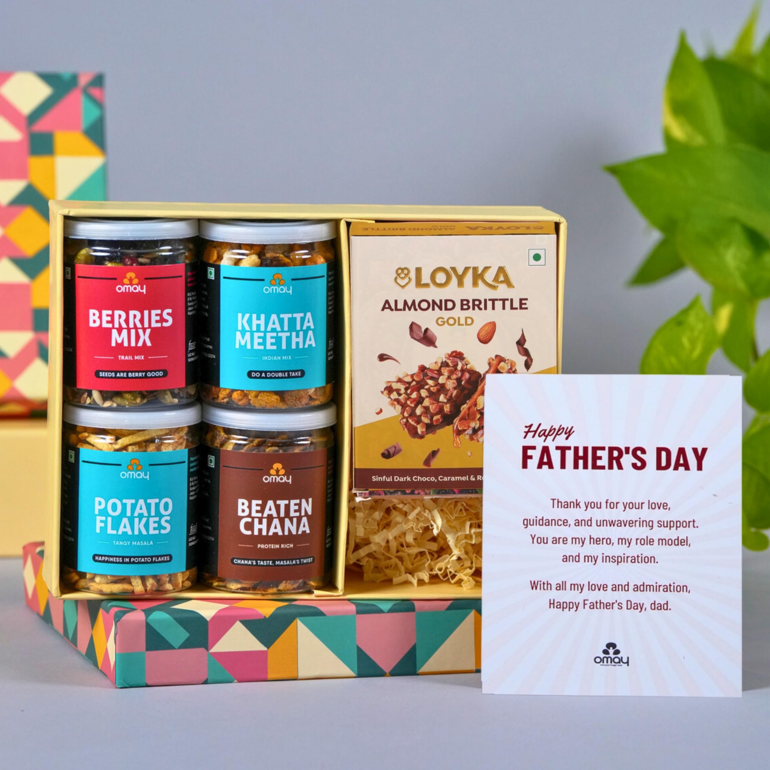 Omay Foods 6 Pcs Wholesome Delights Fathers Day Gift Box | Gourmet Snacks & Chocolate | Healthy Gift Hamper for Dad | Oil-Free Roasted Snacks | Gift Pack for Him | Fathers Day Gift for Papa-image-38