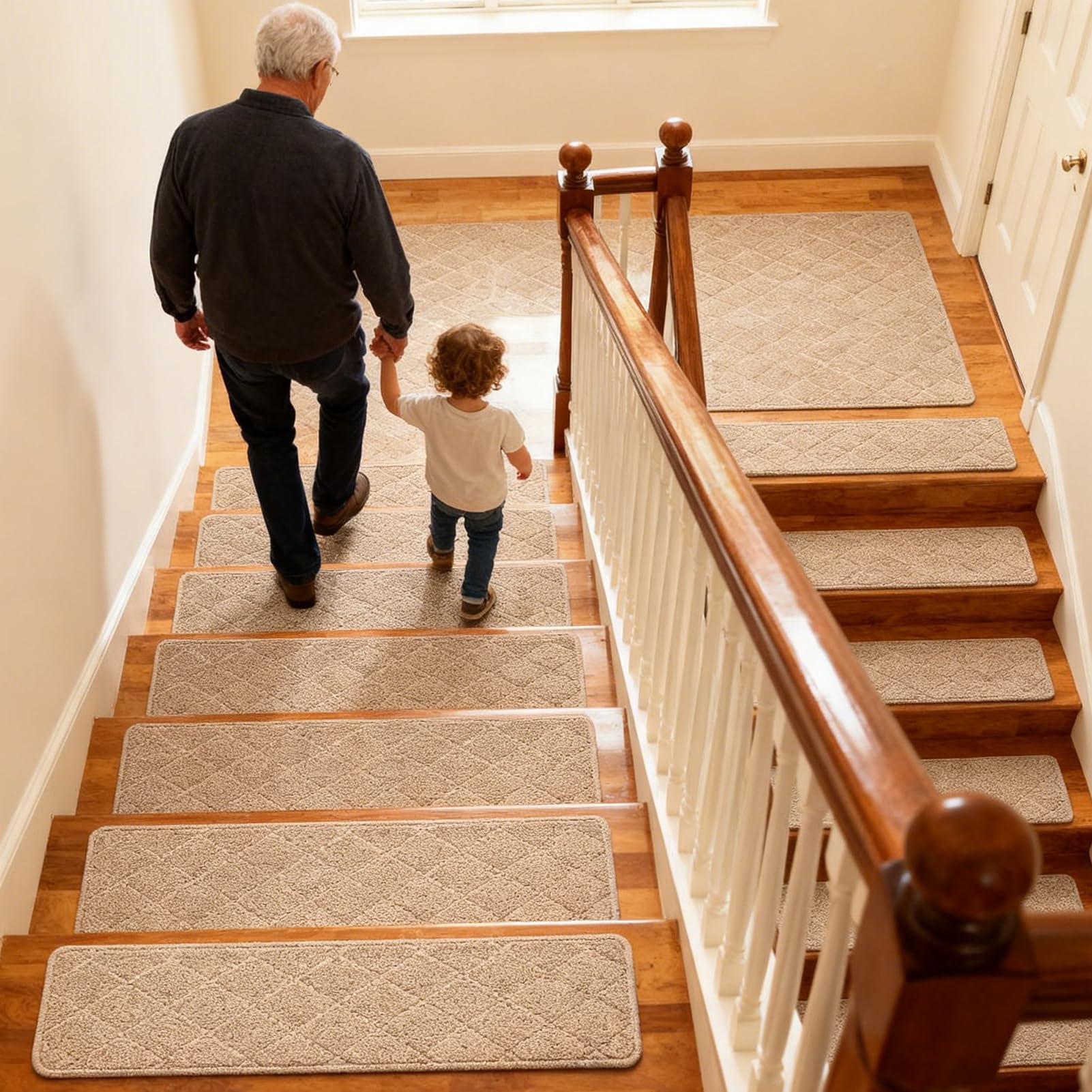 Tapis pour les Escaliers 7 Pièces de Tapis Adhésif pour Marches