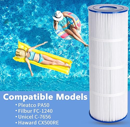 Miniatura 3 de Filtro de piscina compatible con Hayward C500, CX500-RE, PA50, Unicel C-7656, Ultral-A11, PP-A11, Filbur FC-0625, FC-1240, FC-0620, cartucho de