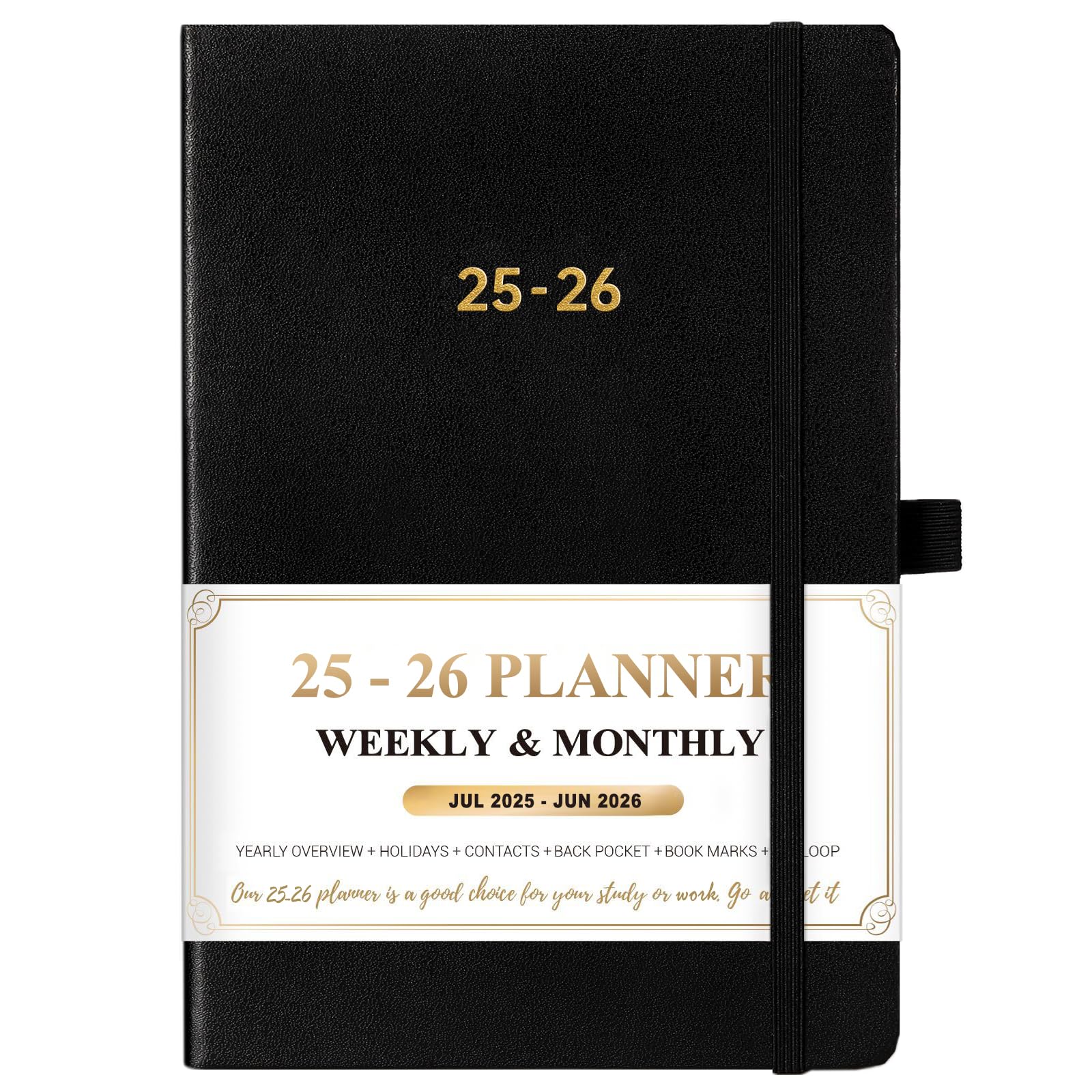 Planner 2025-2026 - Academic Planner 2025-2026, Jul.2025 - Jun.2026, 8.5" x 5.7", Weekly & Monthly Planner with Tabs, Holidays, Daily Organizer - Classic Black
