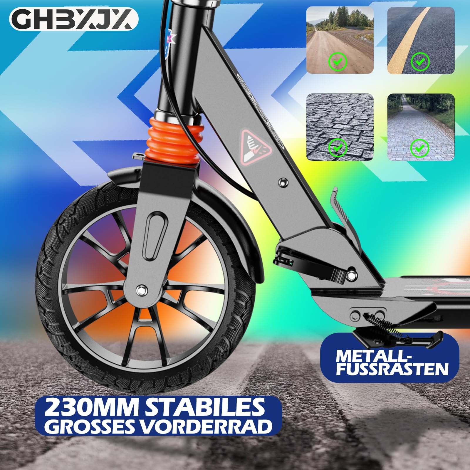 Faltbarer Scooter Pro, Roller für Erwachsene bis 150kg Verstellbar Scooter, ABEC-9 Lagern, Roller Kinder- Klappbar Lenker hinterradbremse und Stoßdämpfer, 4-Fach Höhenverstellbar