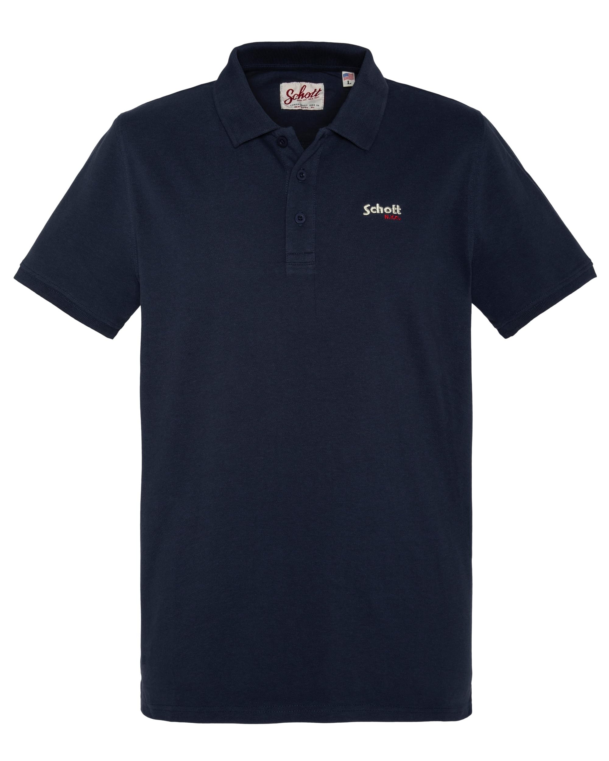 Schott NYC Pscasual Men's Polo Shirt, Blue, L